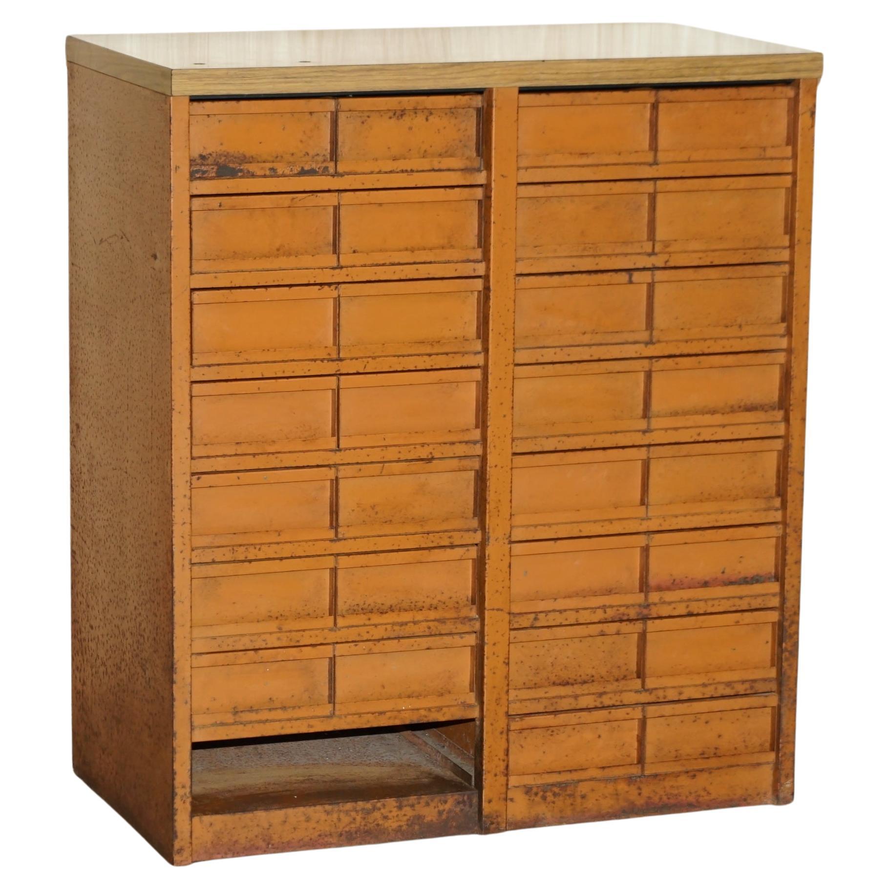 ANTIKE INDUSTRIE-METALLARBEITER CHEST OF DRAWERS FOR SCREWS NUTS AND BOLTs