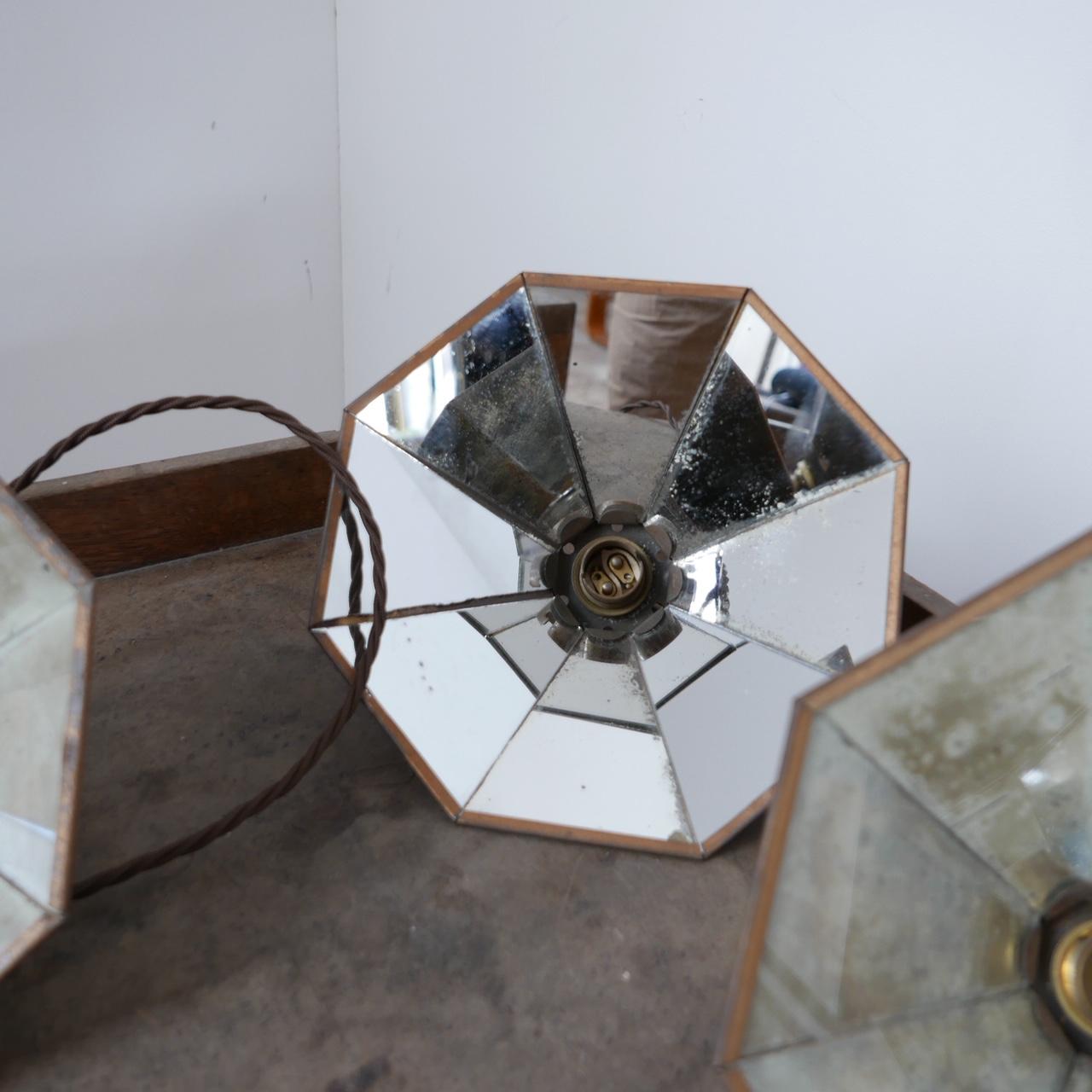 20th Century Antique Industrial Mirrored Reflector Shade Pendants '5'