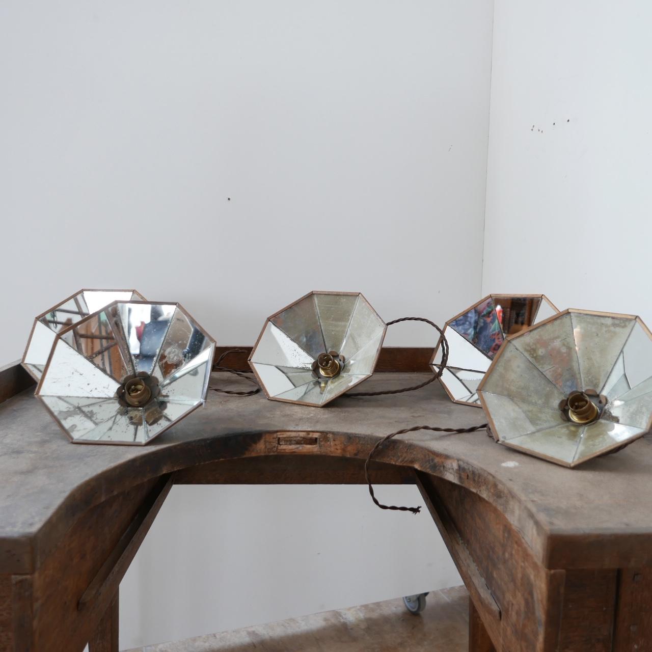 Antique Industrial Mirrored Reflector Shade Pendants '5' 2