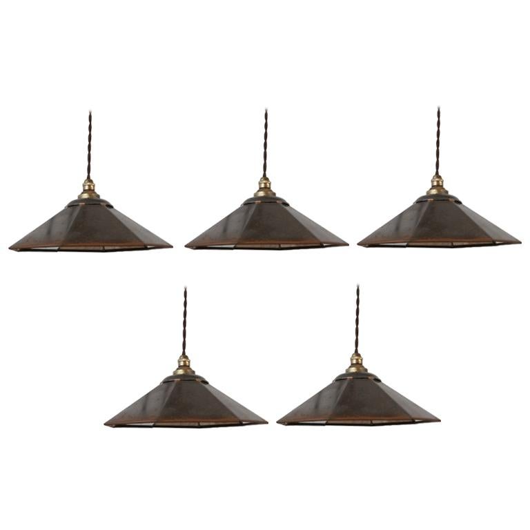 Antique Industrial Mirrored Reflector Shade Pendants '5'
