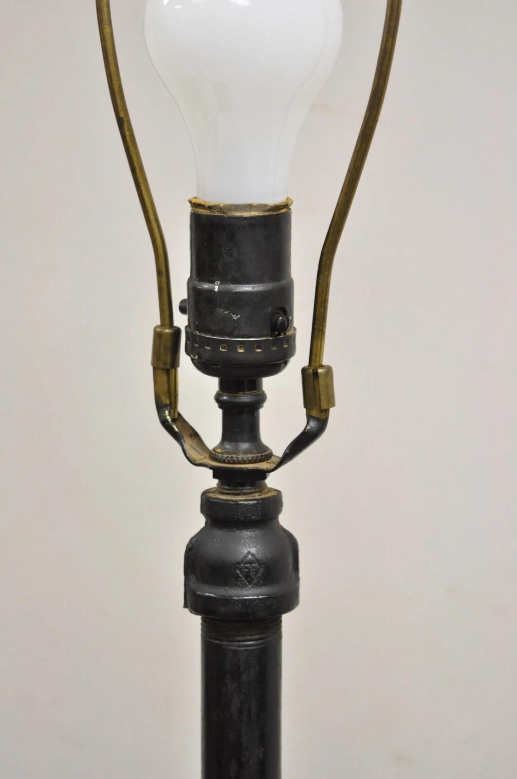 Antique Industrial Modern Black Fuel Cylinder Converted Steel Table Lamp - Pair For Sale 7