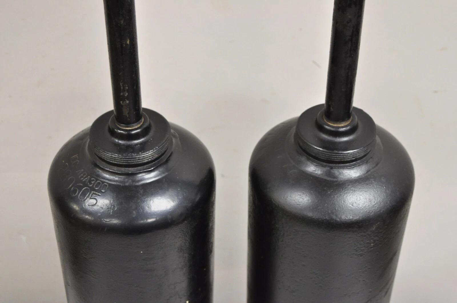 Unknown Antique Industrial Modern Black Fuel Cylinder Converted Steel Table Lamp - Pair For Sale