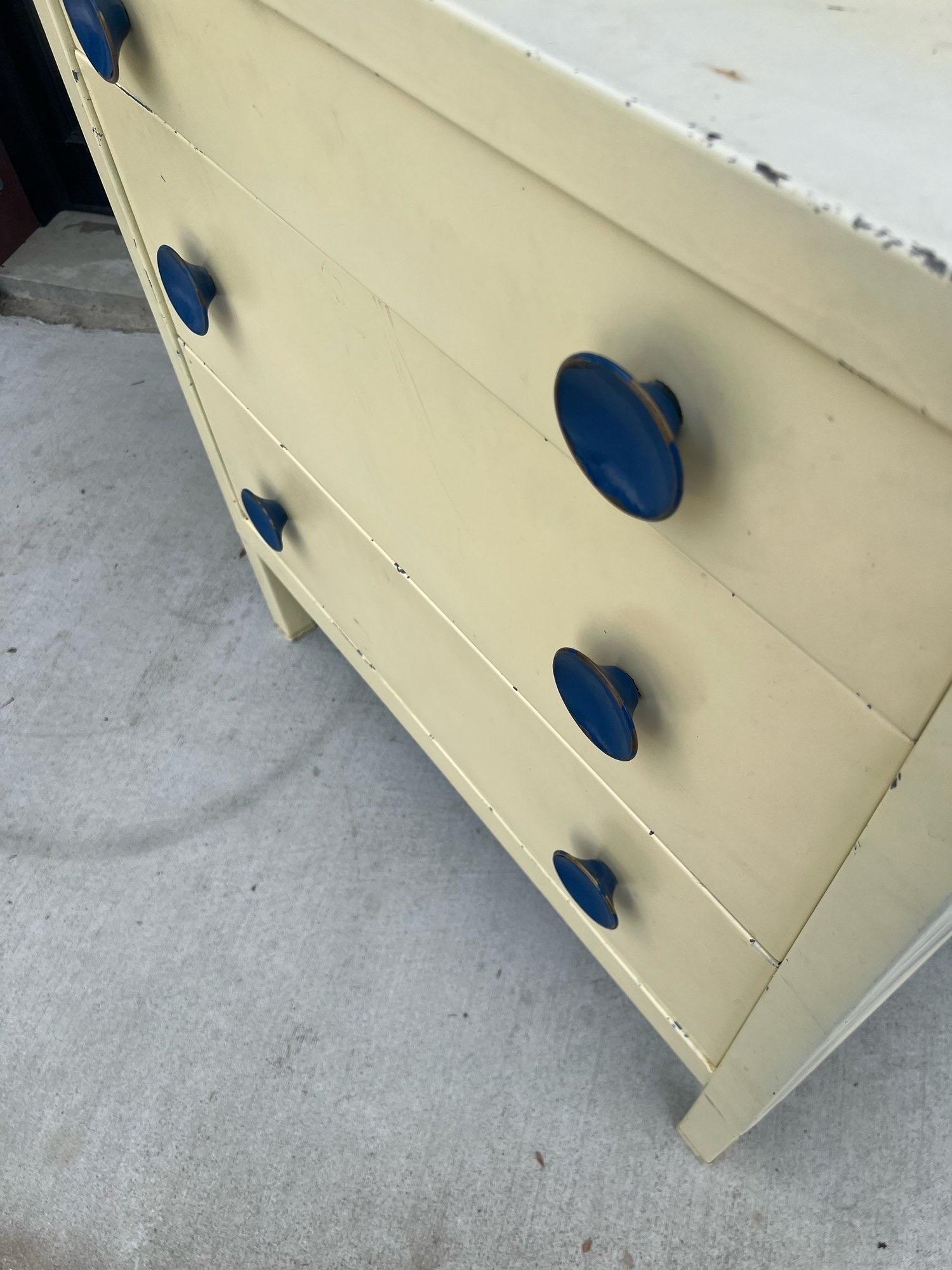 Antique Industrial Norman Bel Geddes 3 Drawer Dresser 2