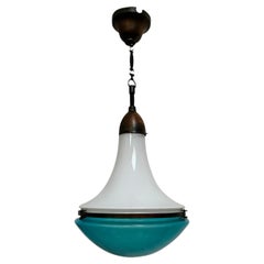 Antique Industrial Opaline Siemens Peter Behrens Daylight Ceiling Pendant Light