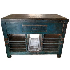 Antique Industrial Printer's Cabinet / Island