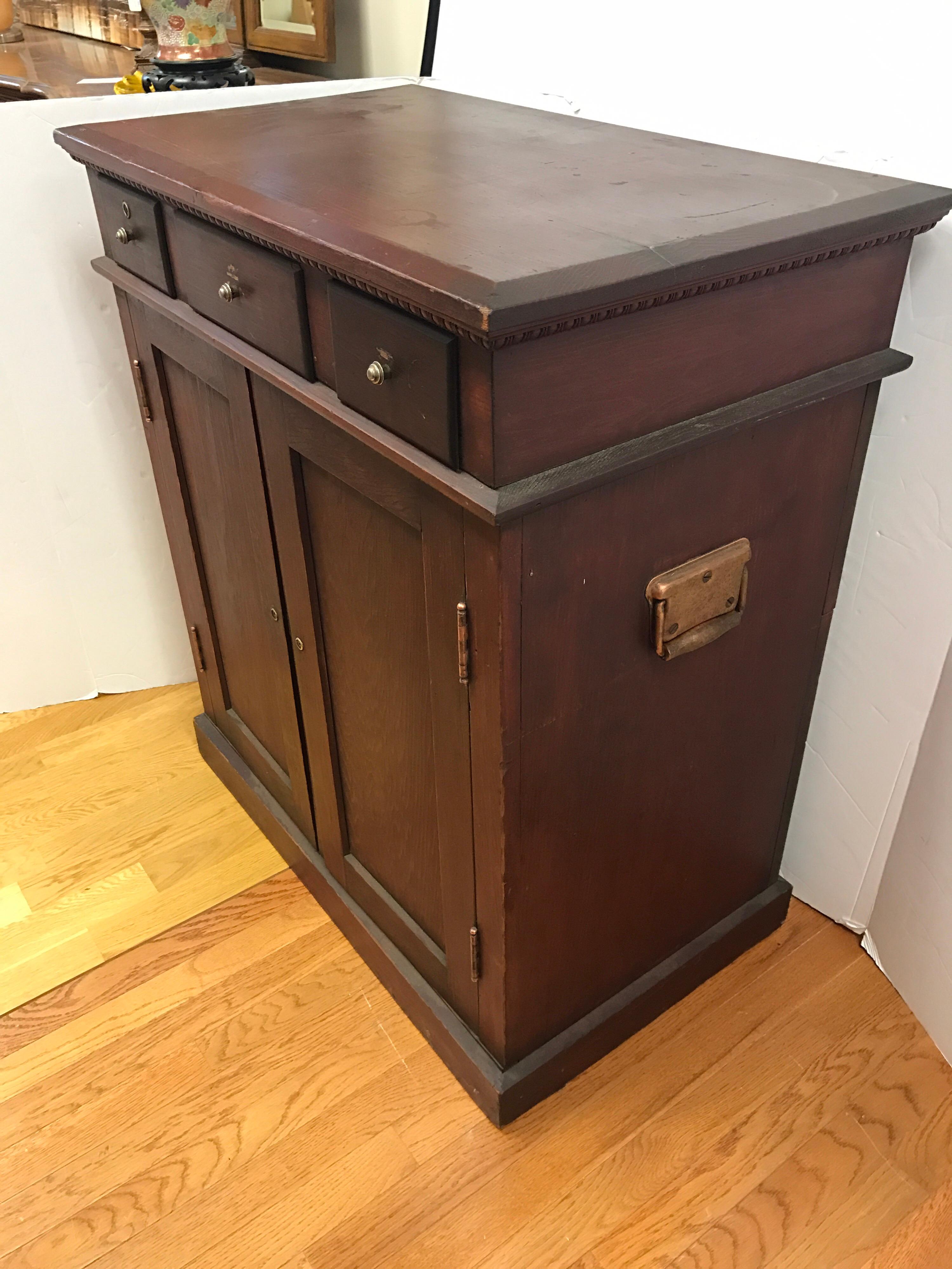 From the turn of the century, this industrial flat map oak file cabinet holds a lot of history. Comes with casters if needed for ease of movement as it heavy as you can imagine.
