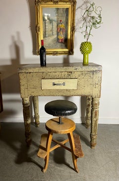 Antique Industrial Printers / Lithographer's Stone and Wood Table