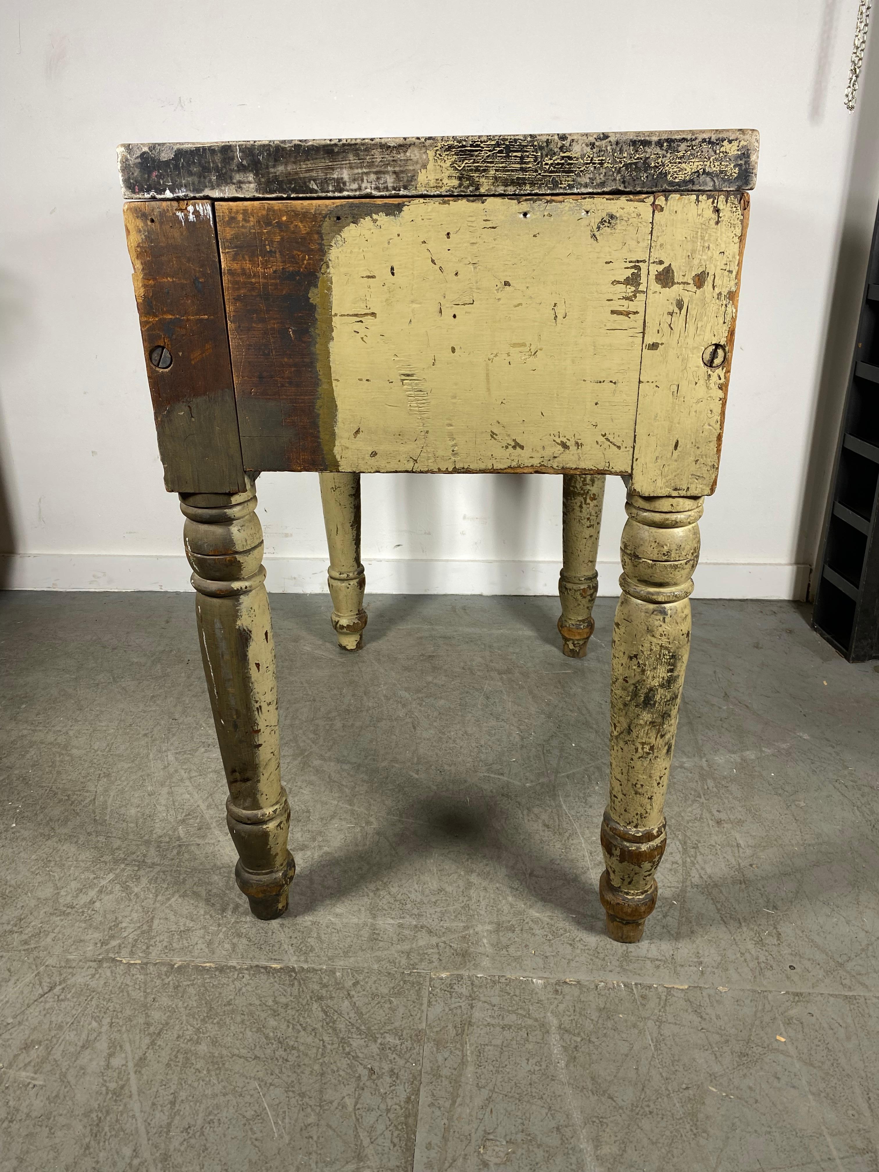 Painted Antique Industrial Printers / Lithographer's Stone and Wood Table  For Sale