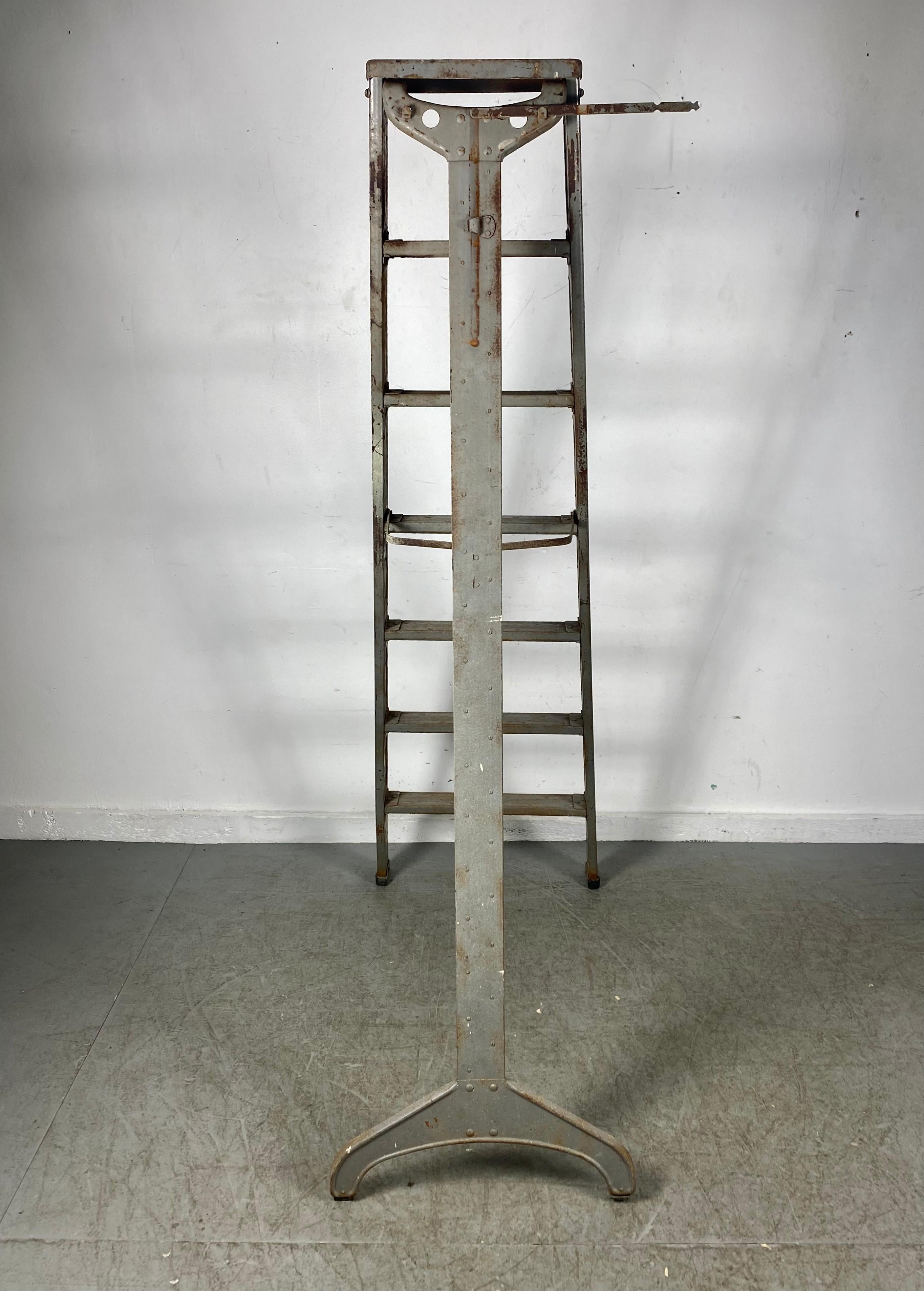 Antique Industrial Professional Painters Ladder, Modernist Design For Sale 1