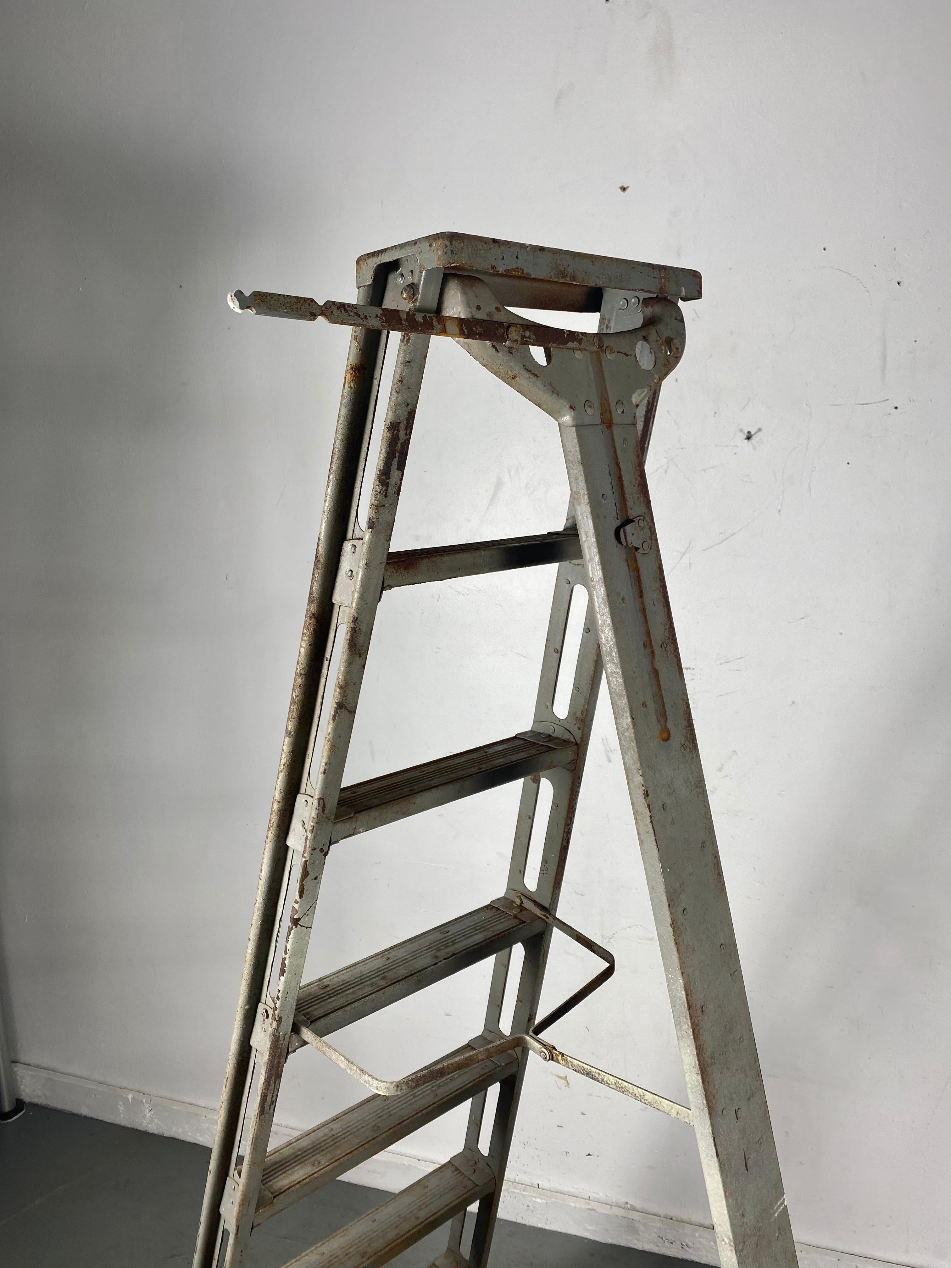 Antique Industrial Professional Painters Ladder, Modernist Design For Sale 2