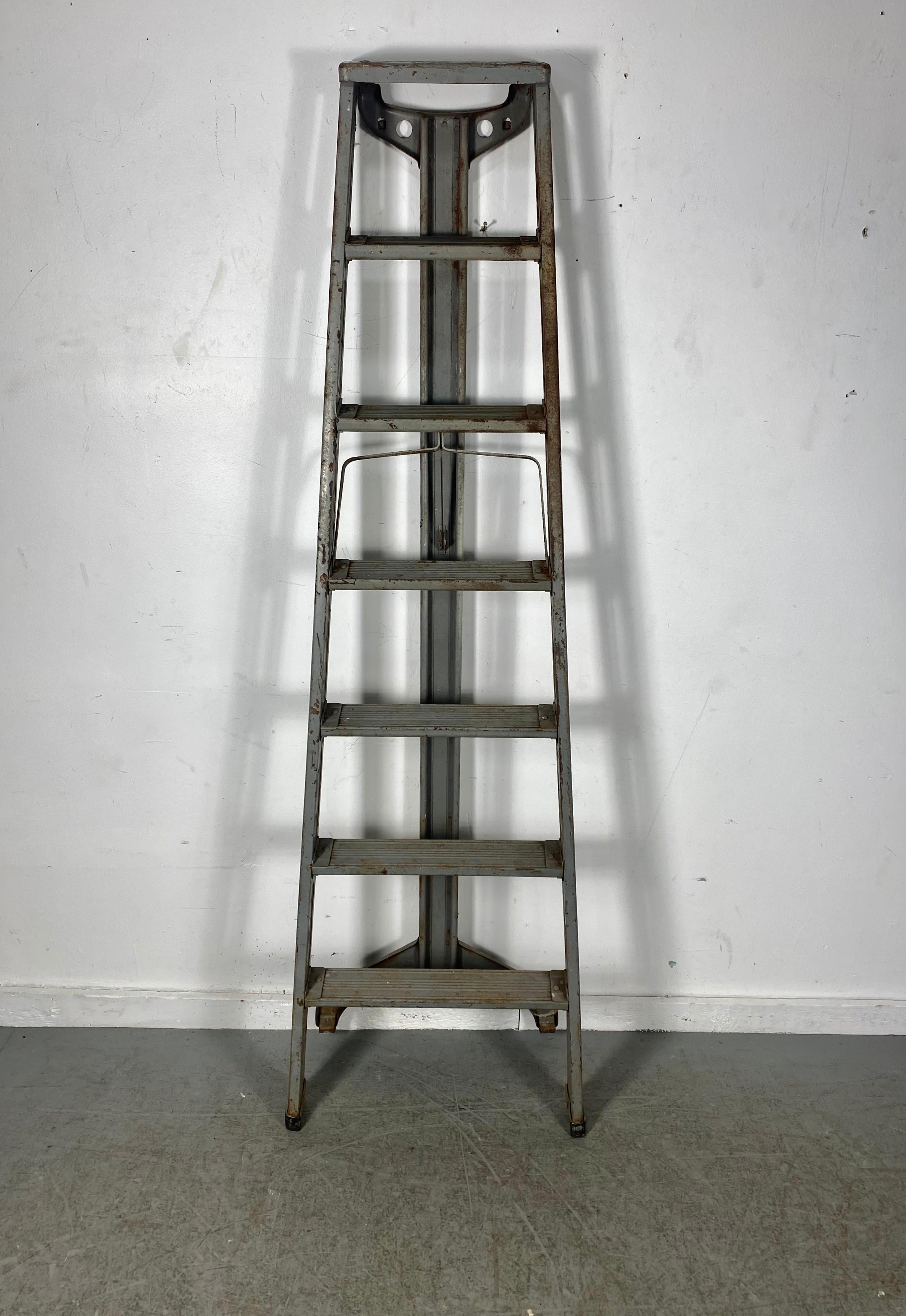 American Antique Industrial Professional Painters Ladder, Modernist Design For Sale