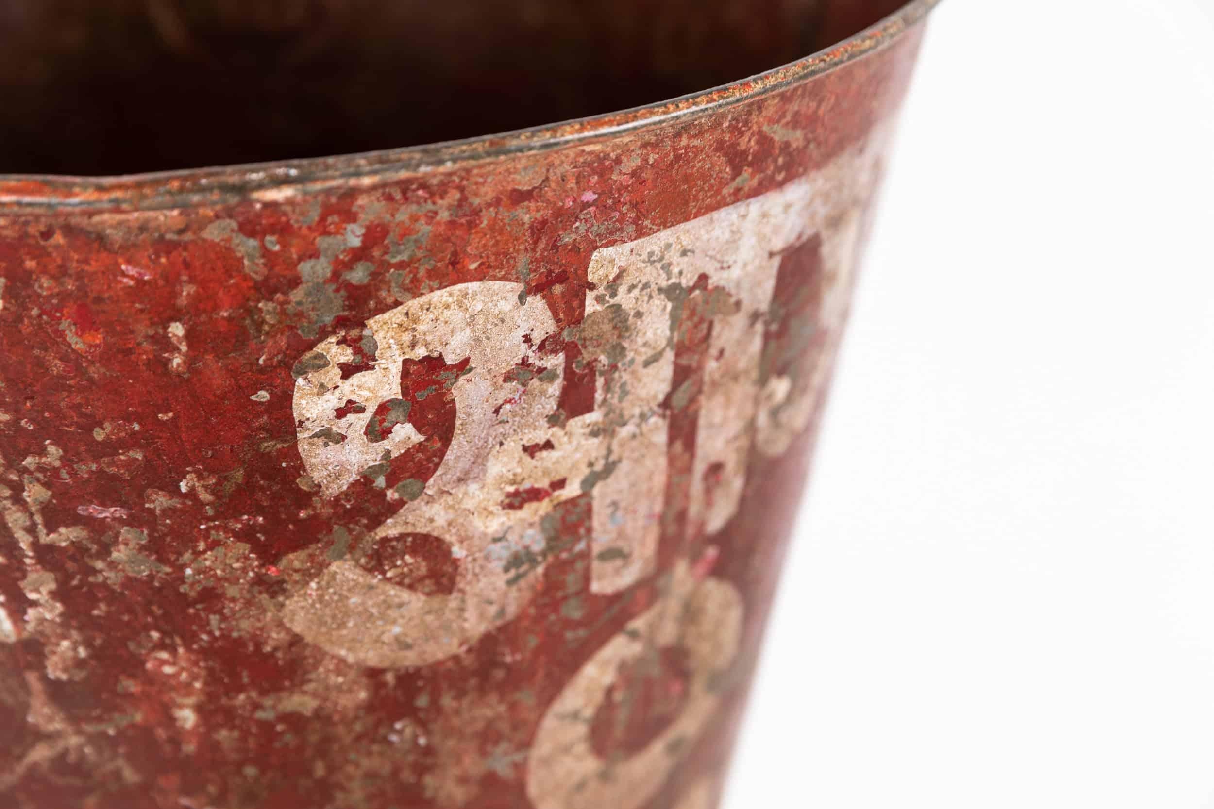 Hand-Painted Antique Industrial Red Hand Painted Fire Bucket. c.1920