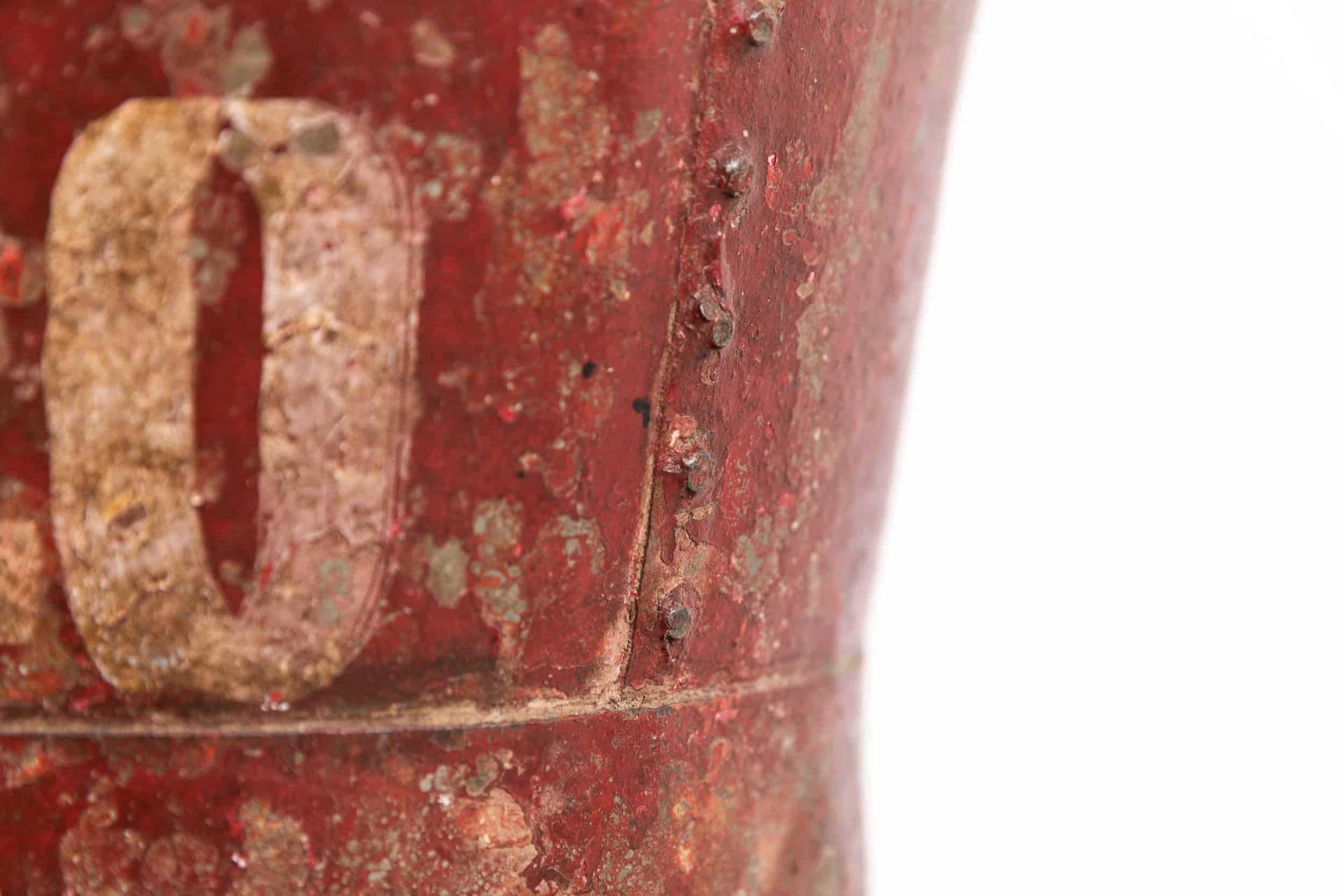Antique Industrial Red Hand Painted Fire Bucket. c.1920 1