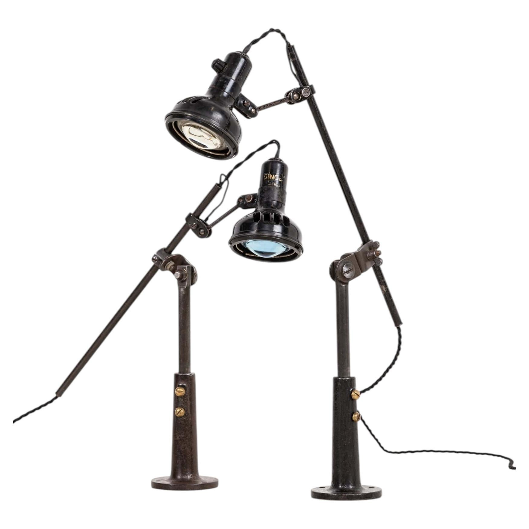 Lampe de bureau industrielle ancienne de Simanco Singer Machinist, C.1930