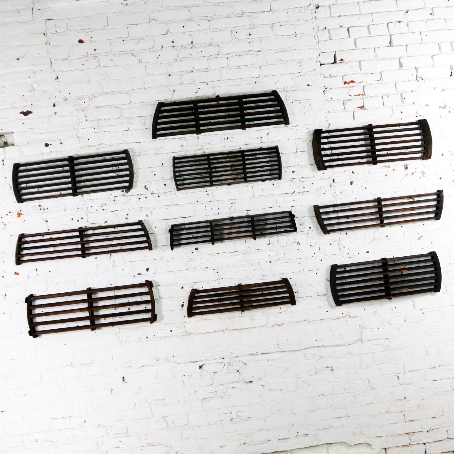 Incredible slatted antique handmade wood industrial foundry patterns. These were created to make the sand cast molds for casting iron sewage grates. There are ten patterns in this group, but we have priced them separately. We will sell one through