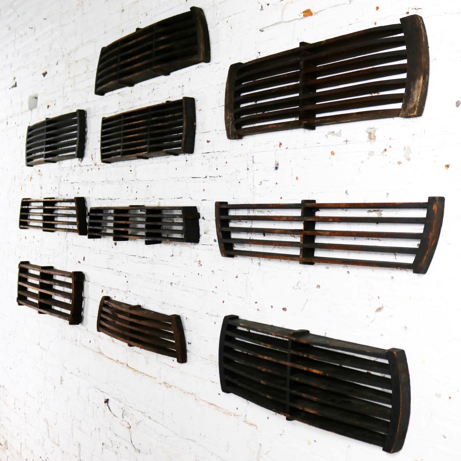 Antique Industrial Slatted Foundry Patterns Handmade Wood Wall Sculpture, Grp 4 For Sale 1