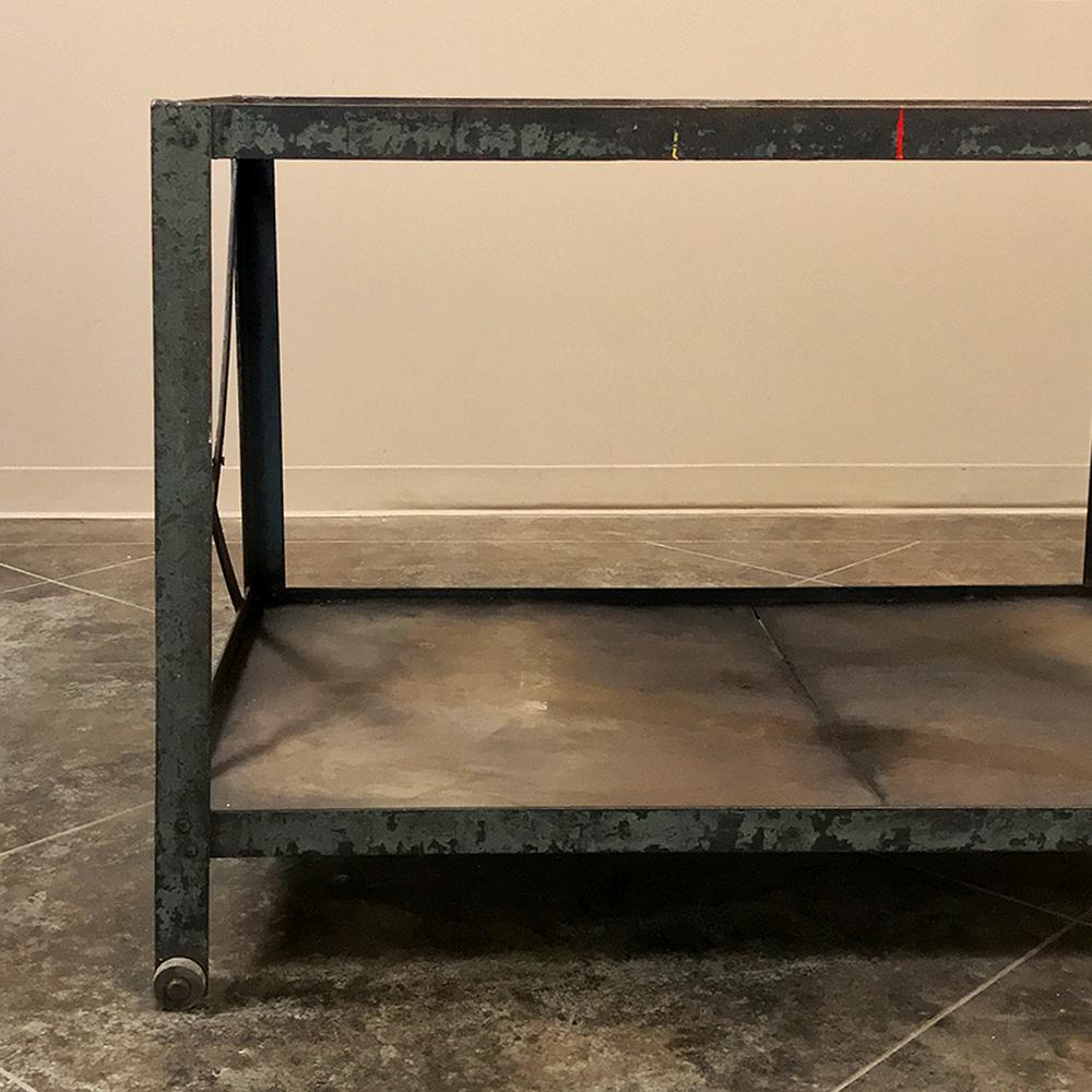 Hand-Crafted Antique Industrial Steel Cart ~ Table For Sale