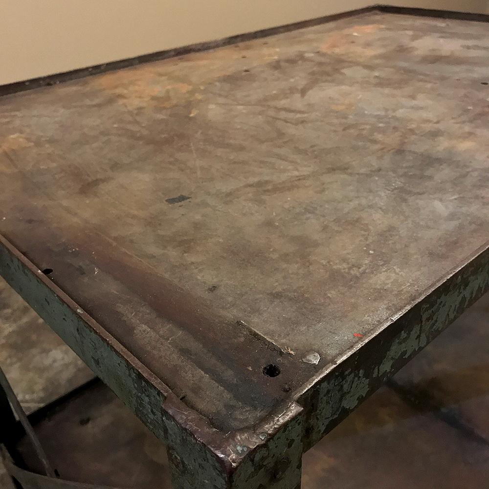 20th Century Antique Industrial Steel Cart ~ Table For Sale