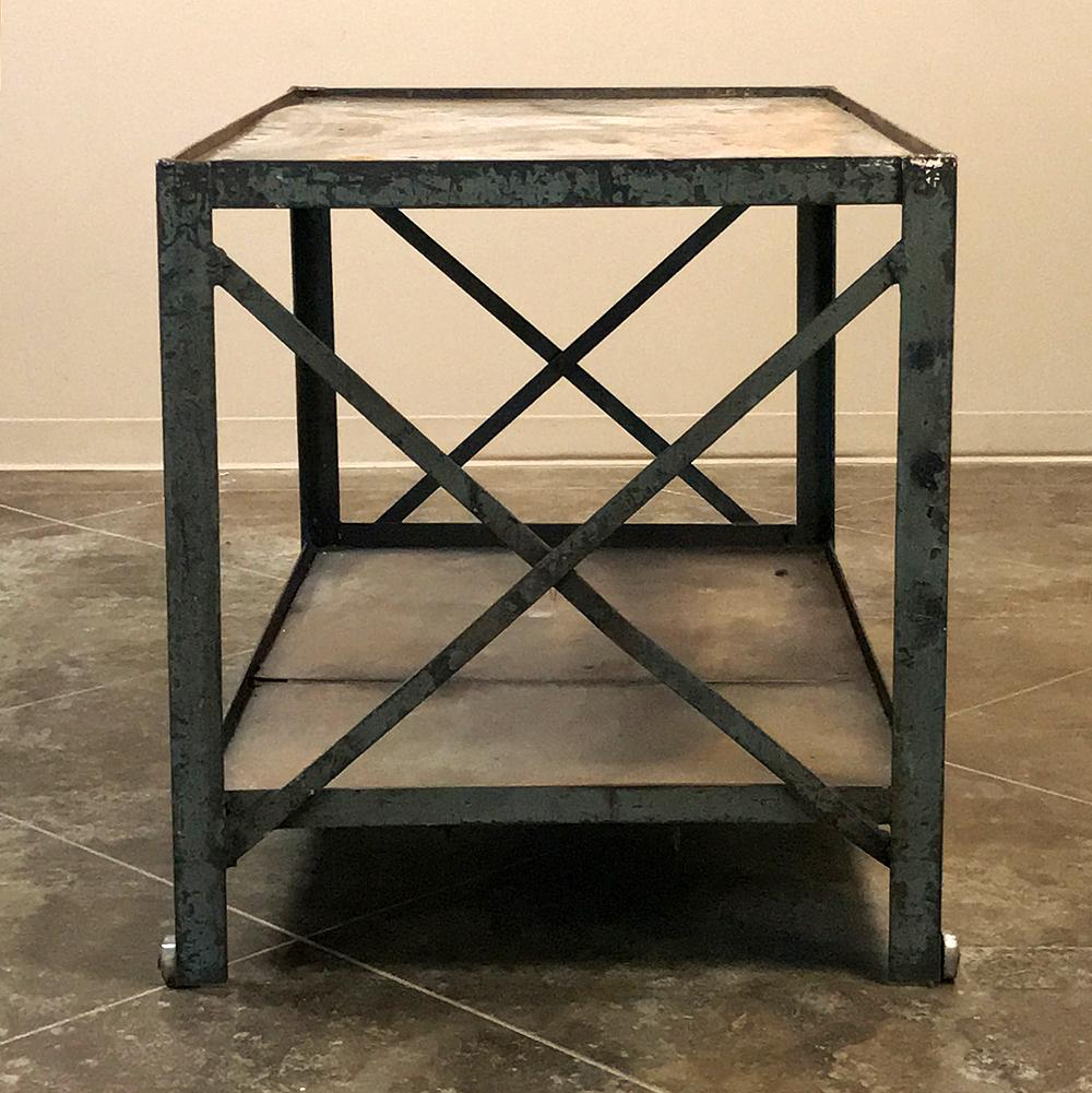 Antique Industrial Steel Cart ~ Table For Sale 1