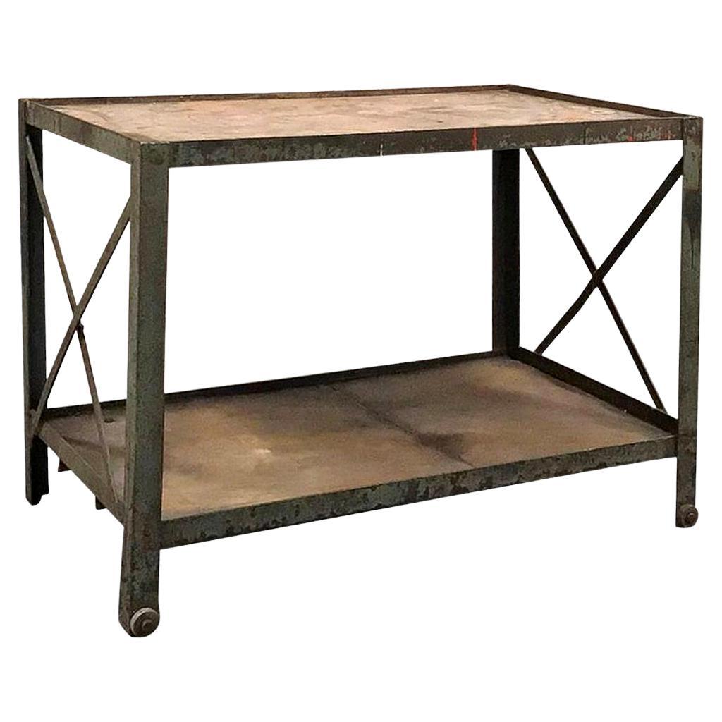 Antique Industrial Steel Cart ~ Table For Sale