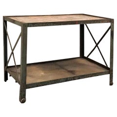 Antique Industrial Steel Cart ~ Table