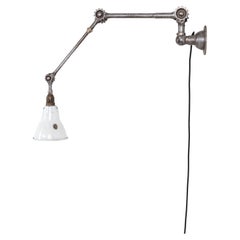 Used Industrial Steel Cogge Dugdills Machinist's Wall Desk Lamp Light, C.1910
