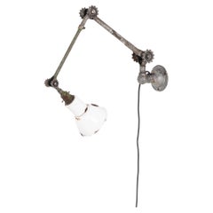 Antique Industrial Steel Cogged Dugdills Machinist Wall Desk Lamp Light, C.1910