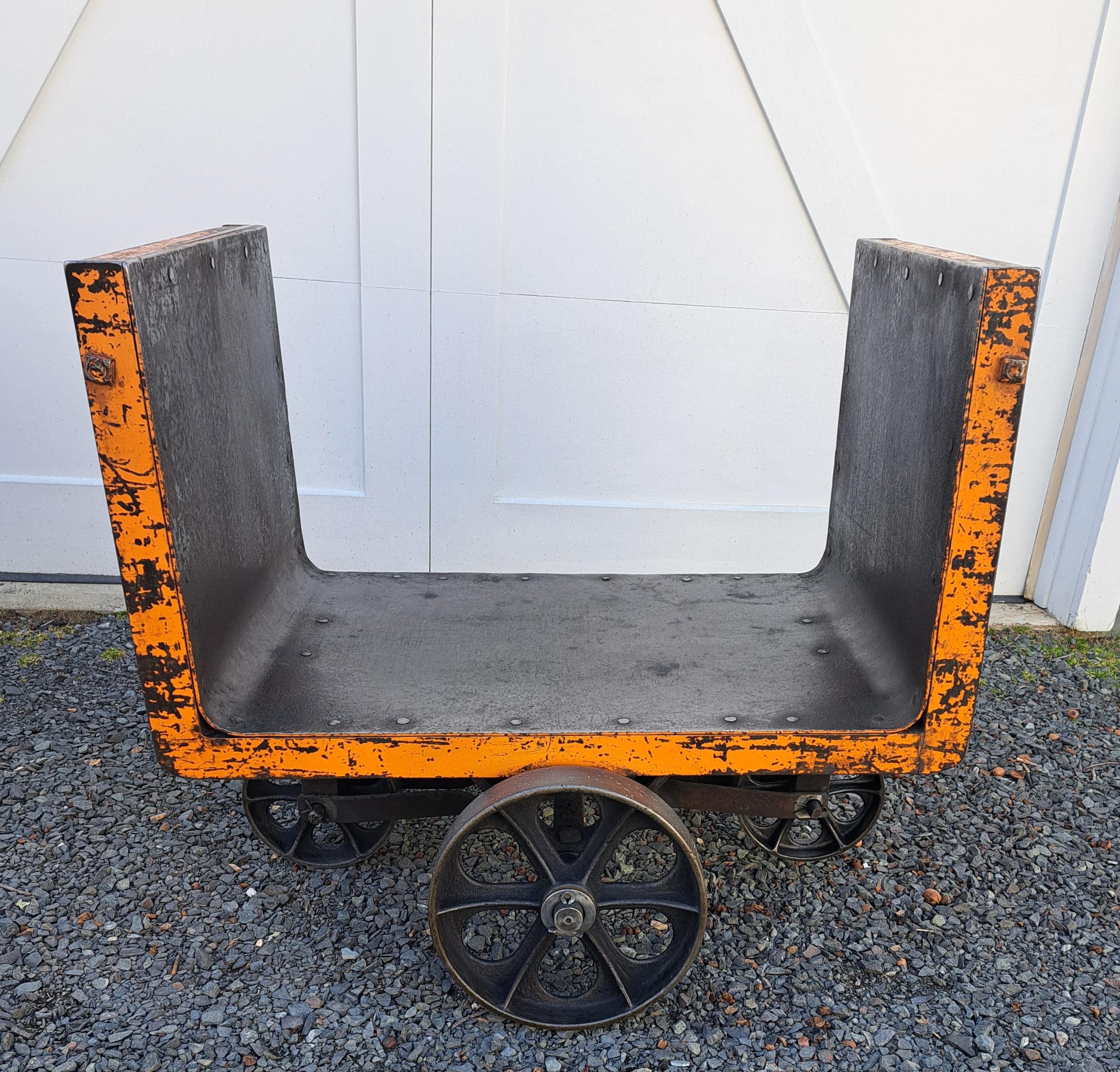 Antique Industrial Steel Mill Cart #195 For Sale 2
