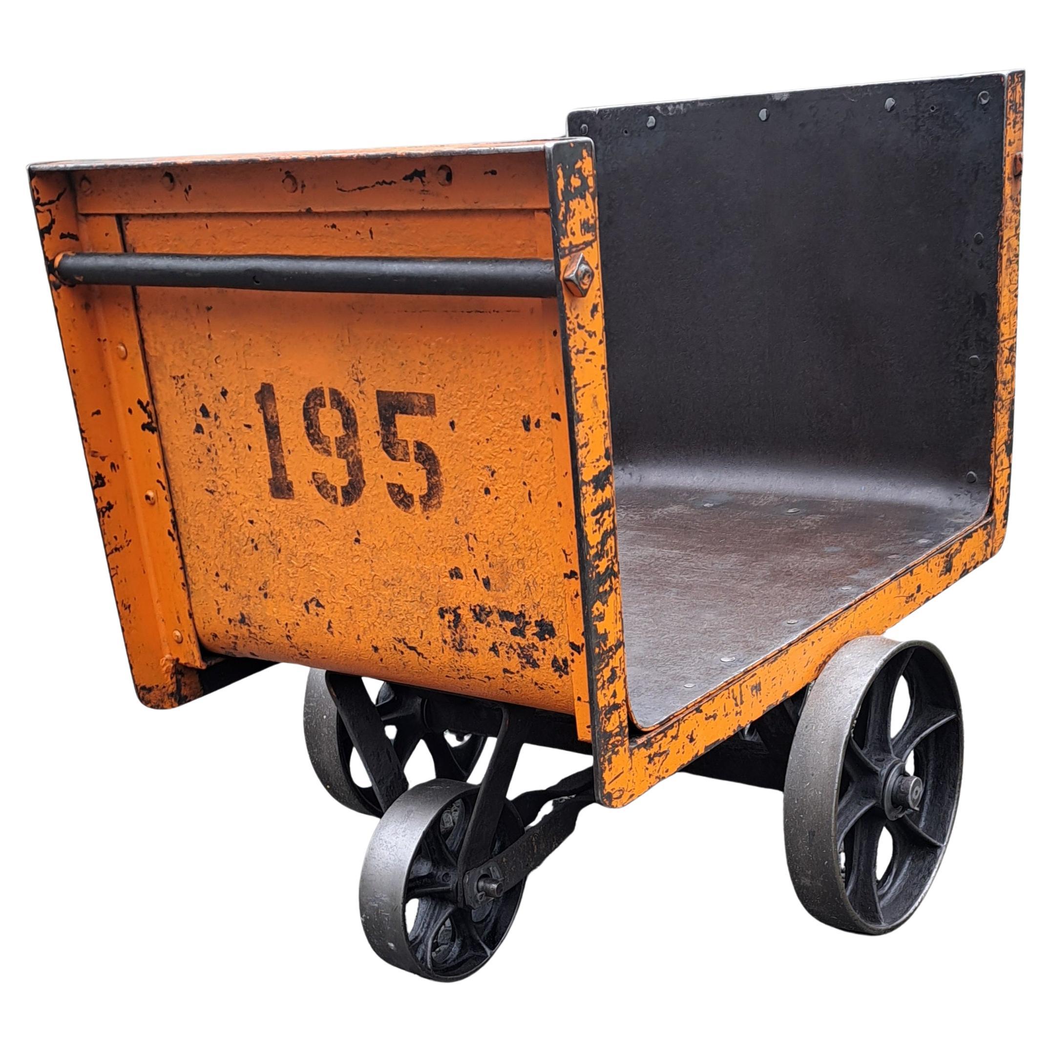 Antique Industrial Steel Mill Cart #195 For Sale