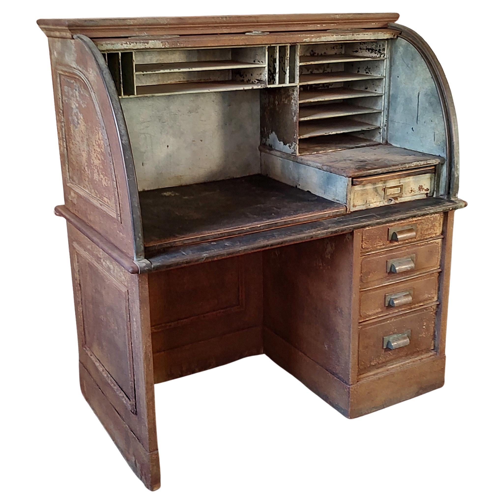 Rare, Iconic, Japanned, Copper Toledo, Roll-Top Typewriter Desk at