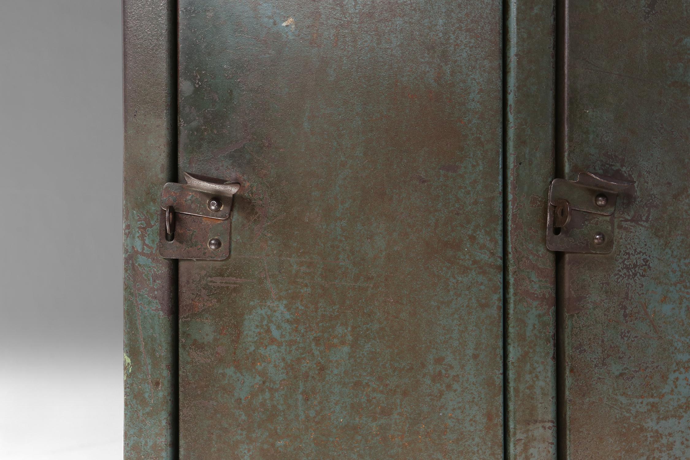 Metal Antique industrial storage locker 1910 For Sale