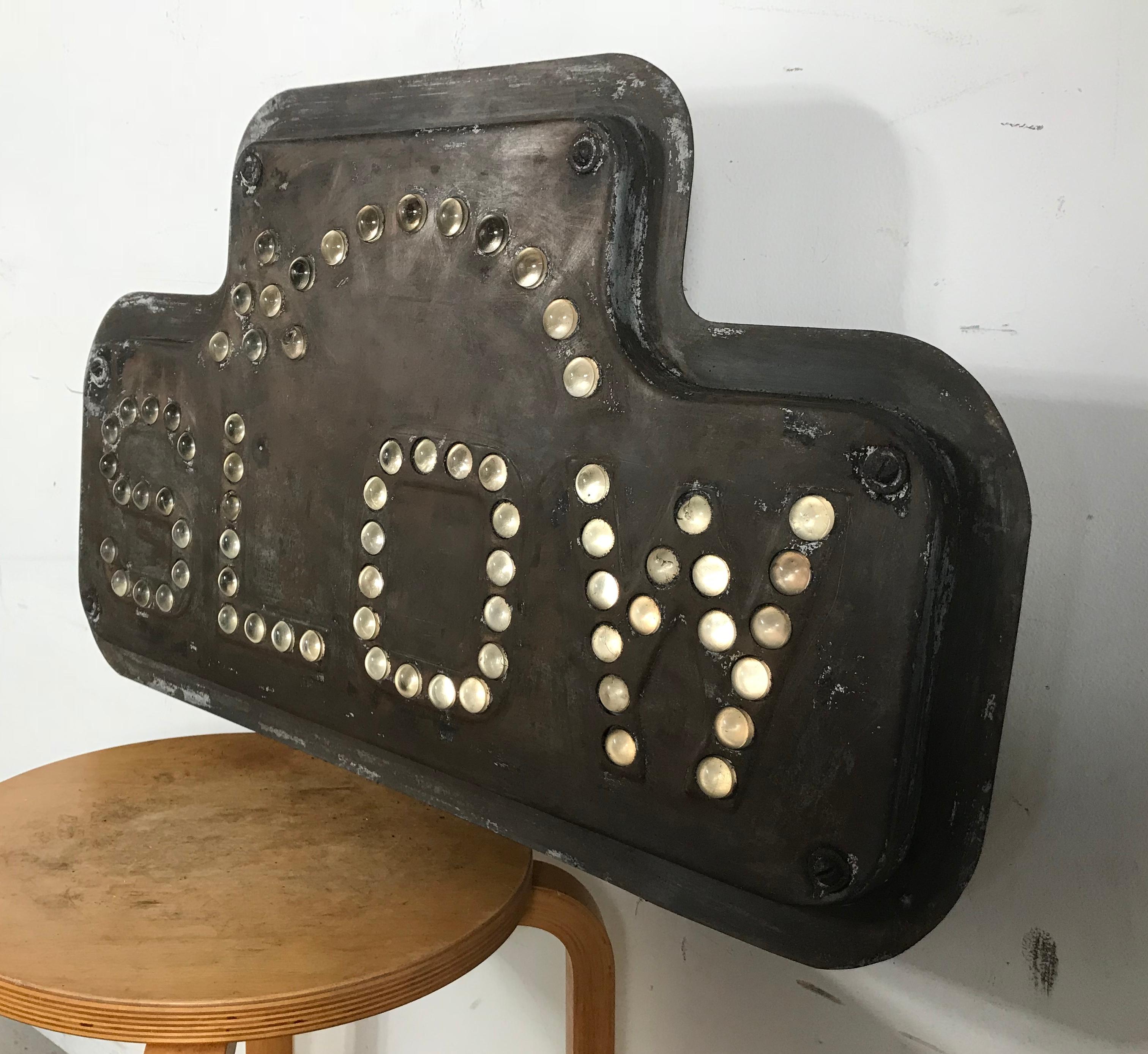 Art Deco Antique Industrial Traffic Control Road Sign 