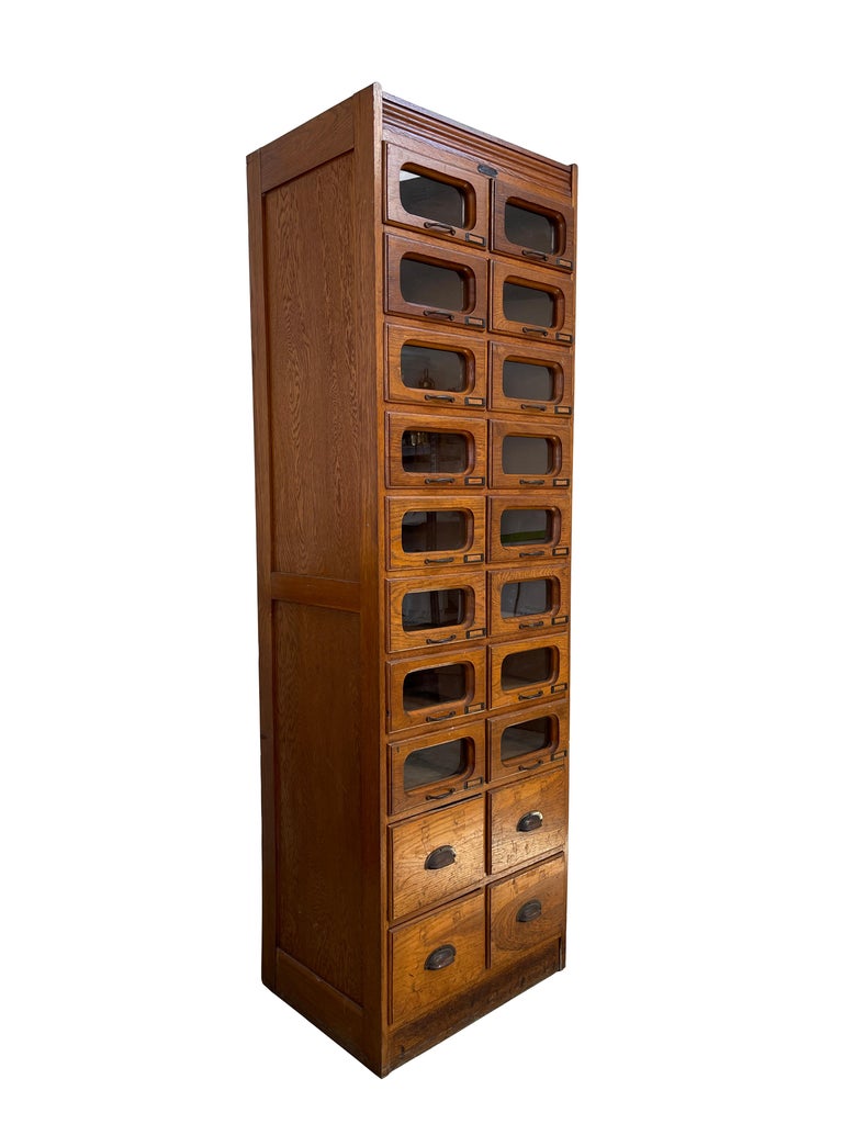 Antique Industrial Vintage Haberdashery Shop Display Chest of