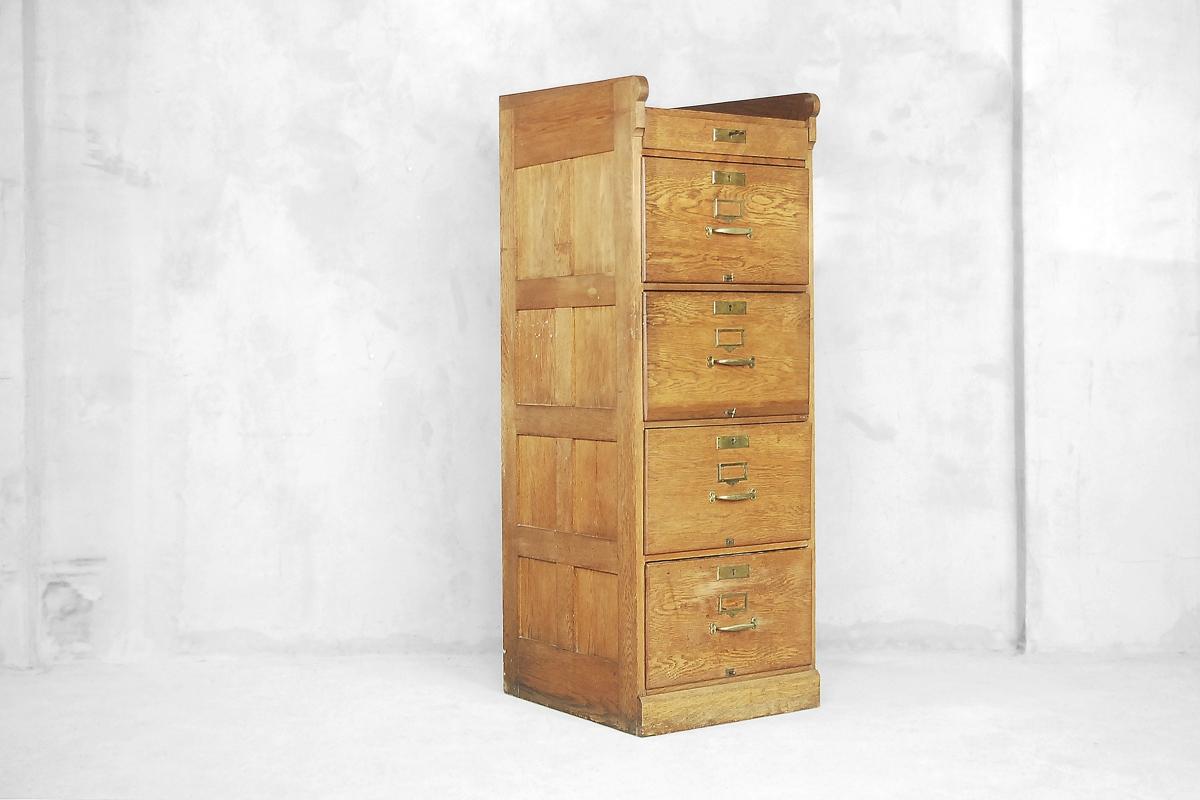 Antique Industrial Vintage Oak Filing Cabinet with Drawers, 1920s For Sale 7