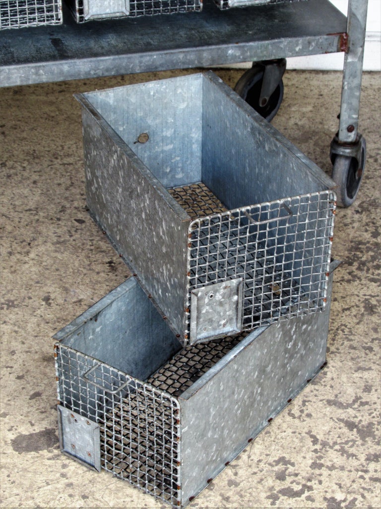 Antique Industrial Wire Basket Storage System by Norwich Wire Works at