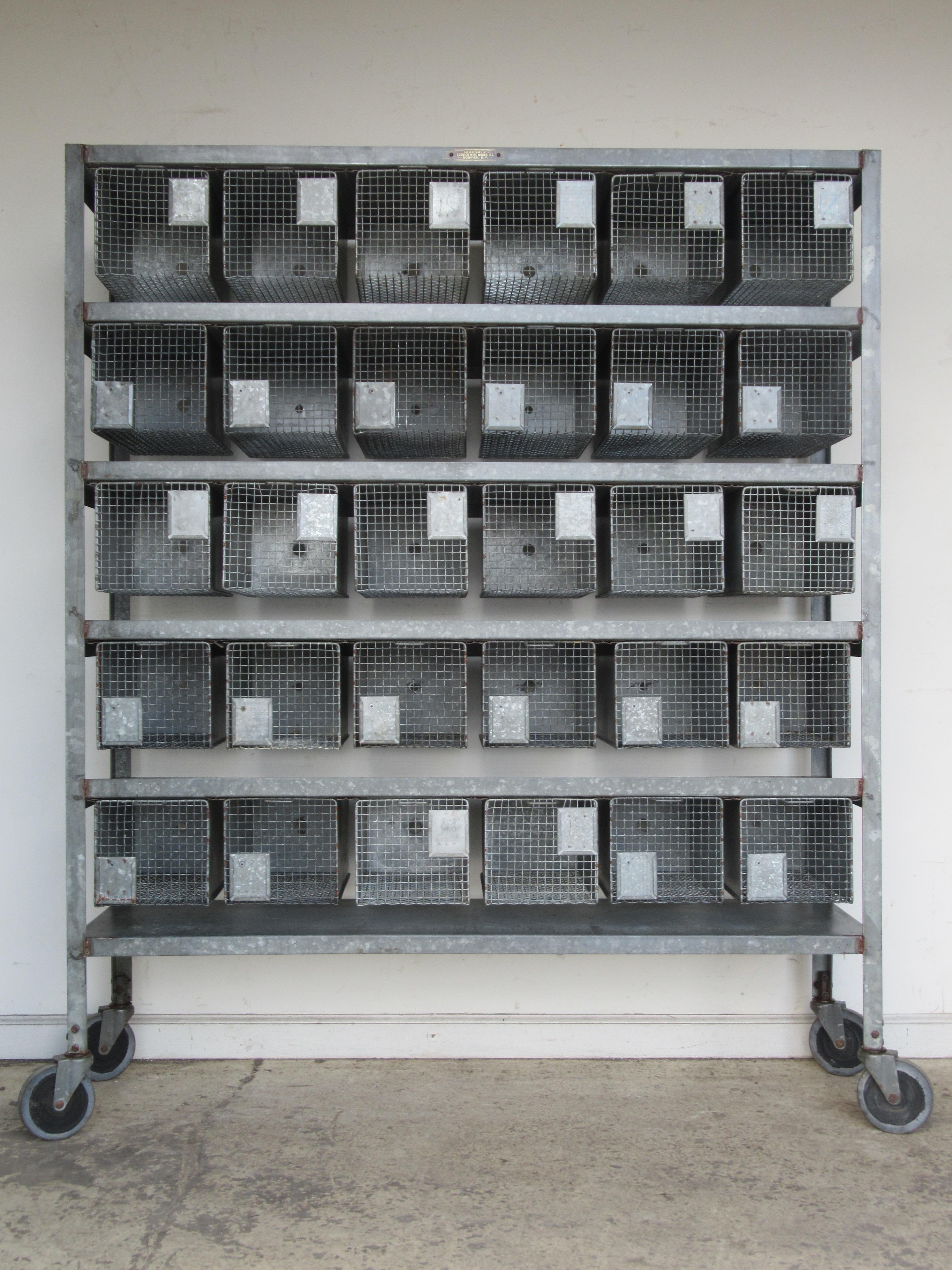 Antique Industrial Wire Basket Storage System by Norwich Wire Works 3