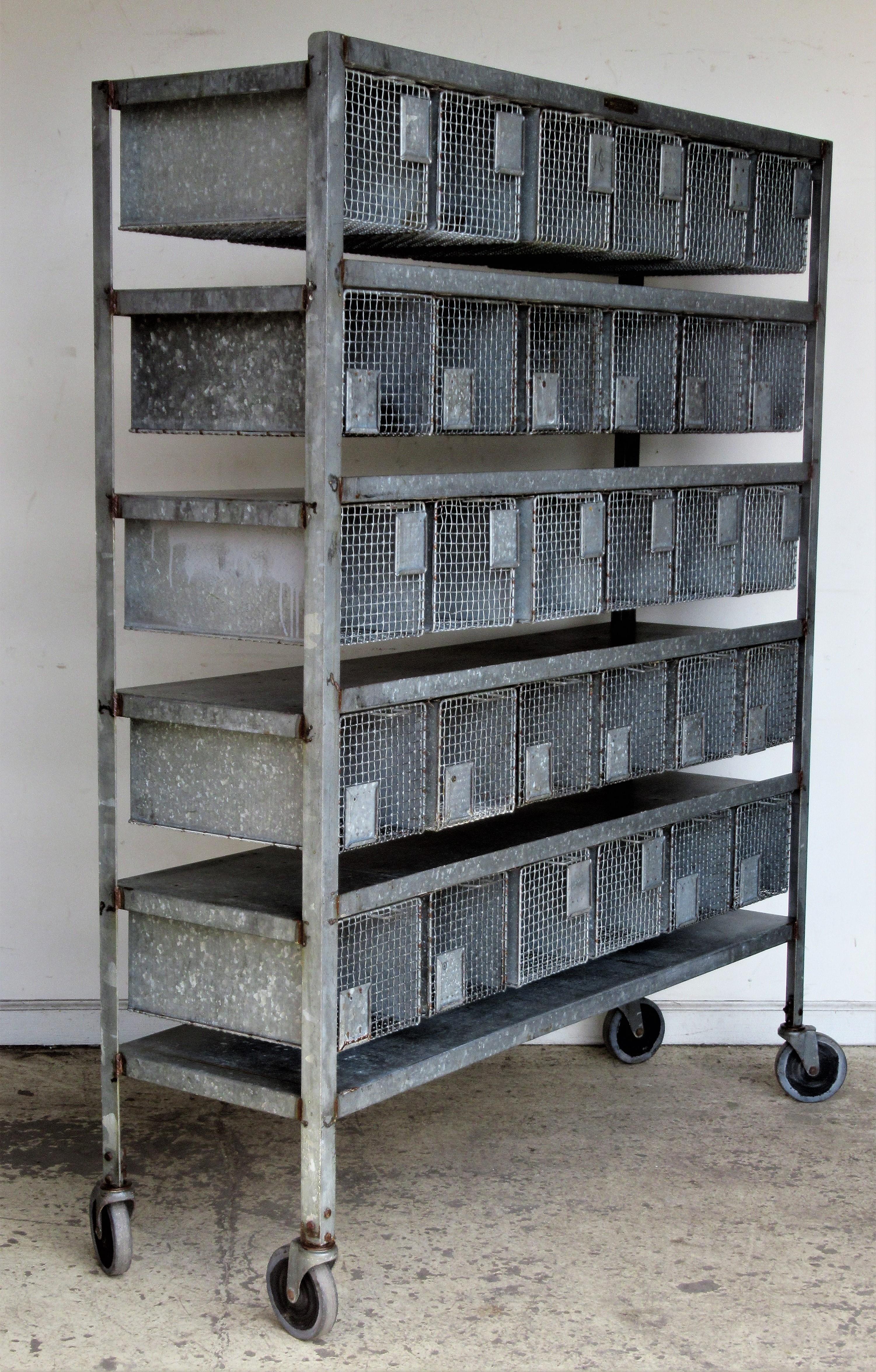 Antique Industrial Wire Basket Storage System by Norwich Wire Works 9