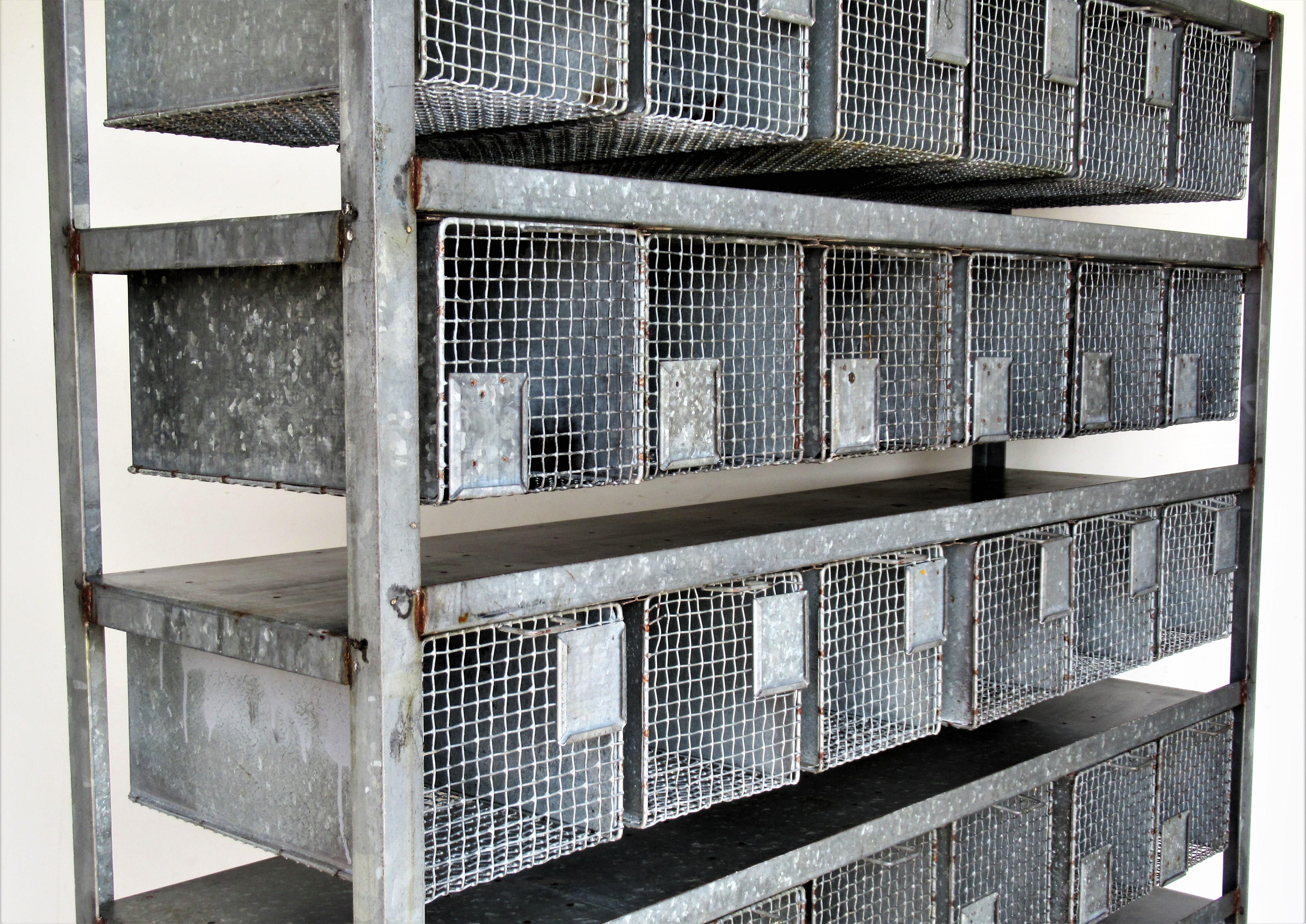 Antique Industrial Wire Basket Storage System by Norwich Wire Works 10