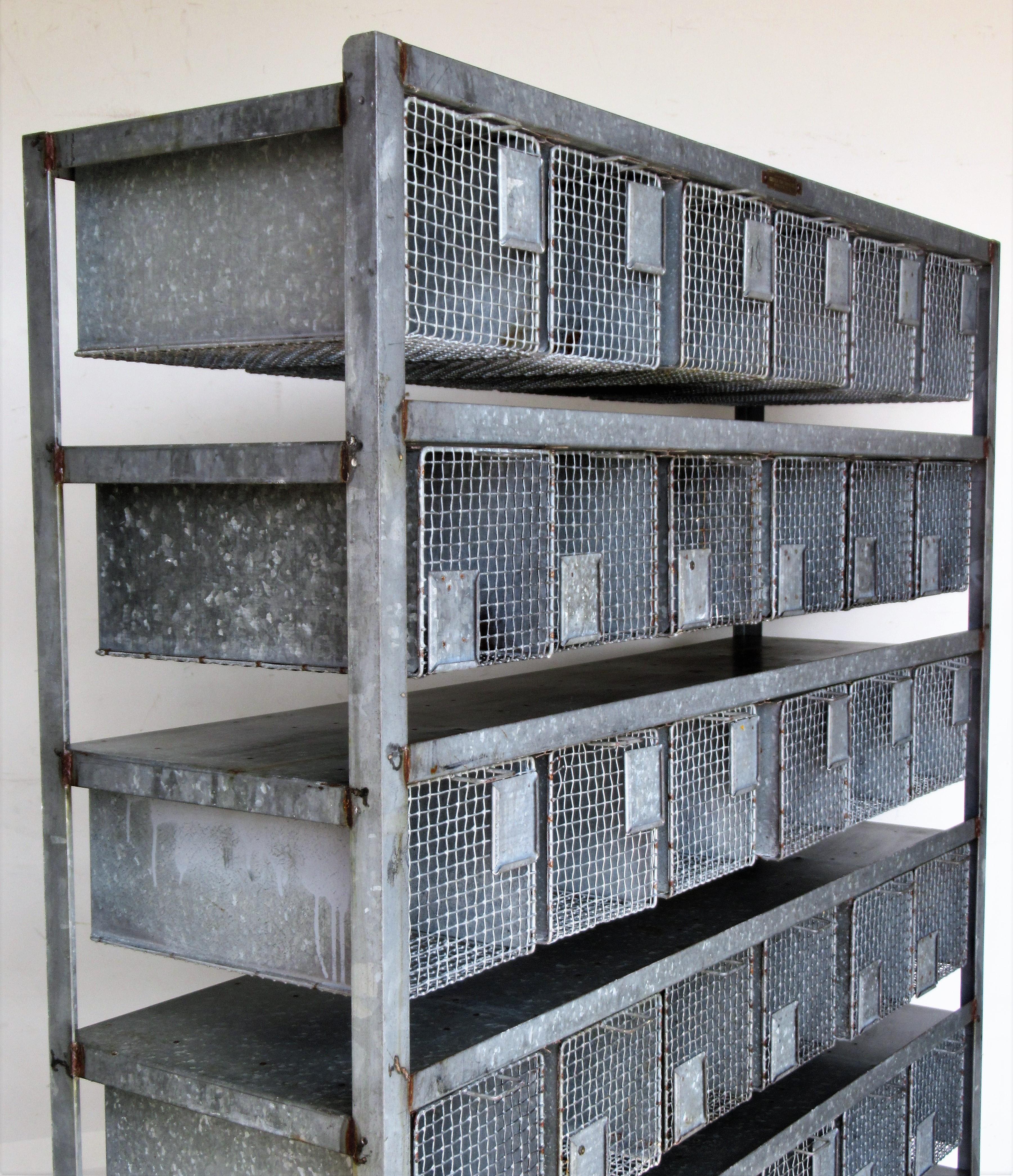 Antique Industrial Wire Basket Storage System by Norwich Wire Works 11