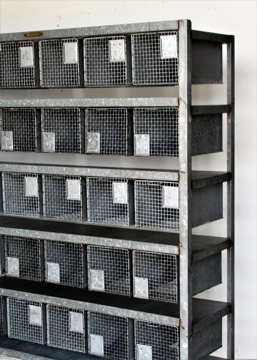 Antique Industrial Wire Basket Storage System By Norwich Wire