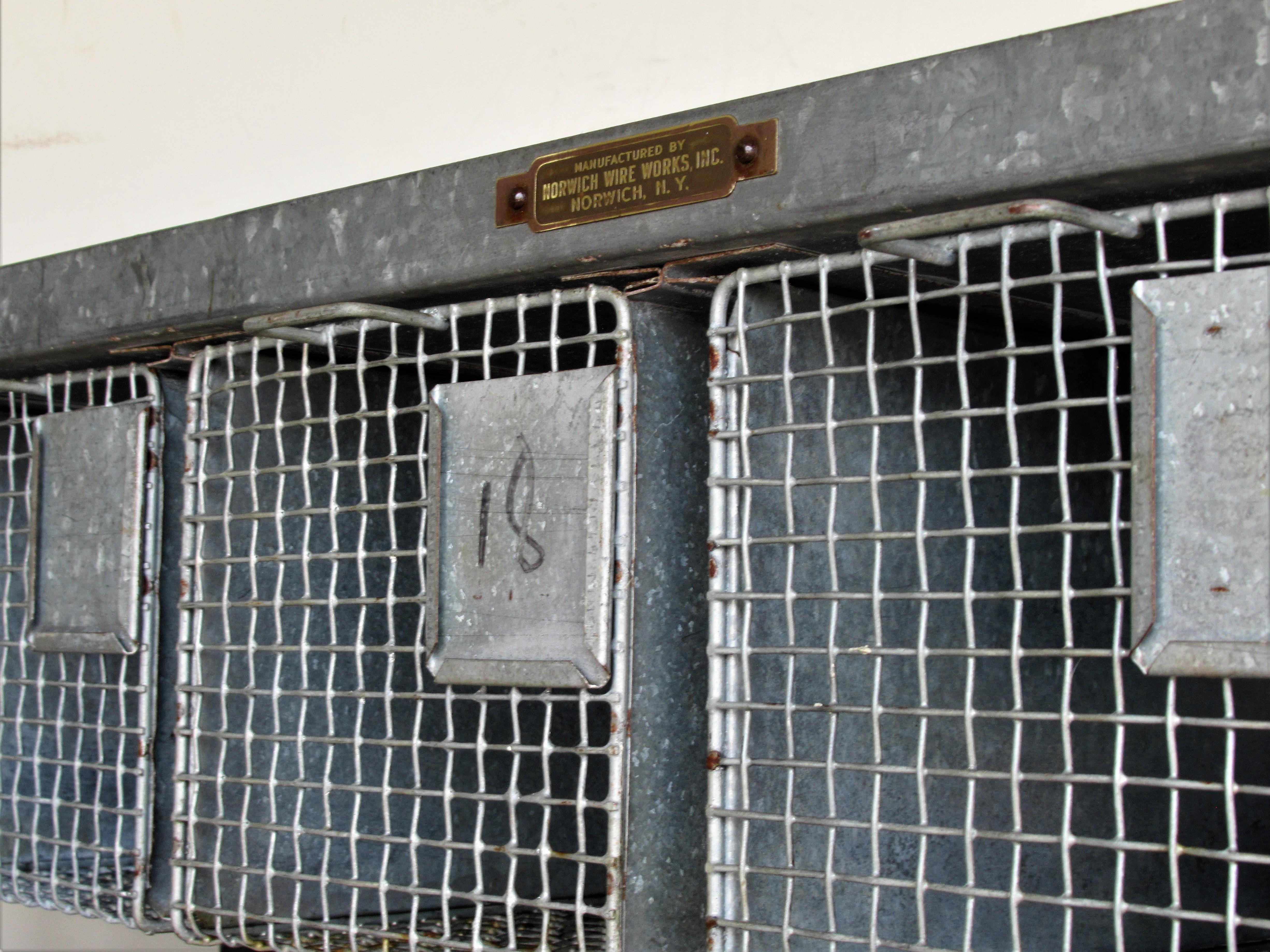 American Antique Industrial Wire Basket Storage System by Norwich Wire Works