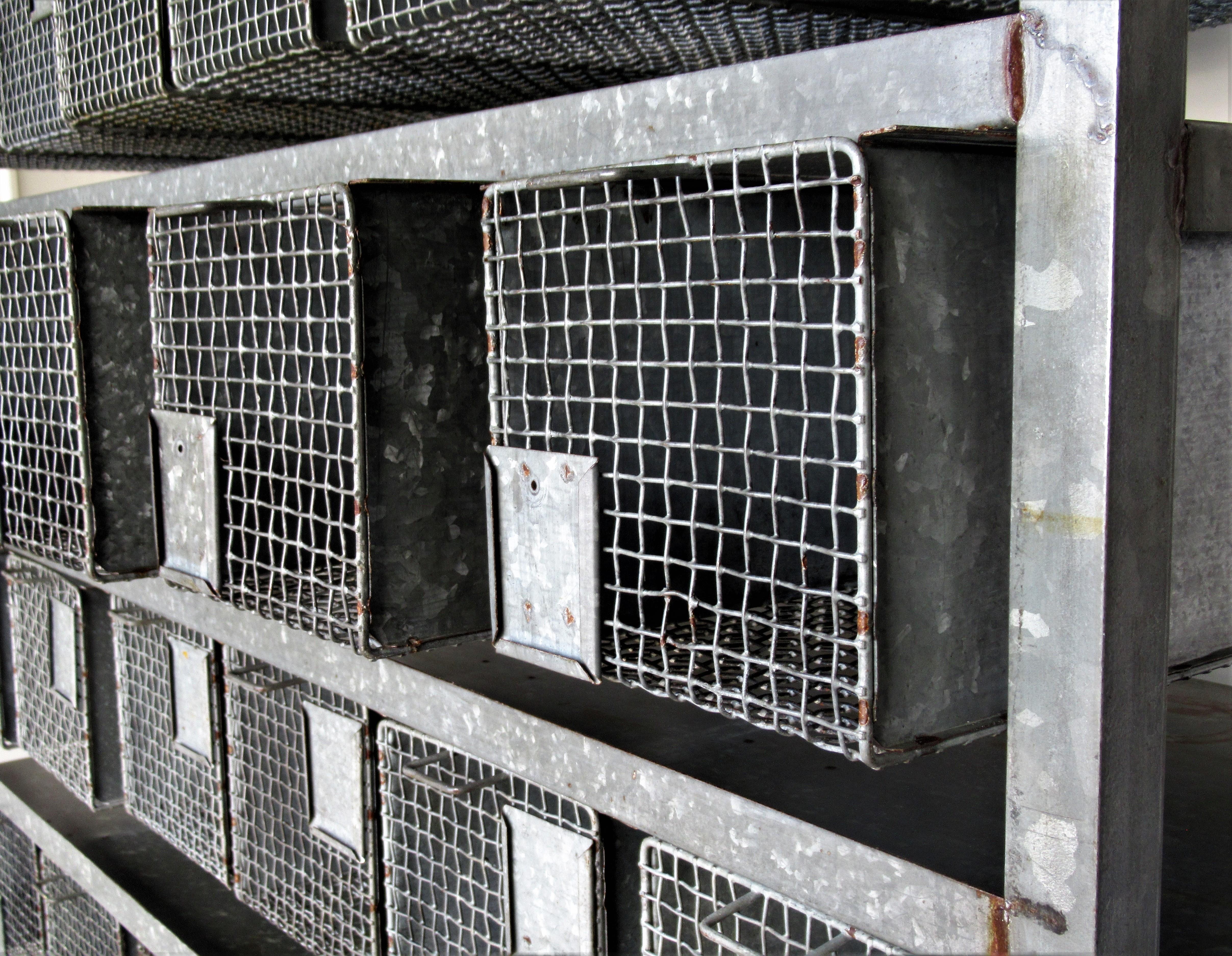 Welded Antique Industrial Wire Basket Storage System by Norwich Wire Works