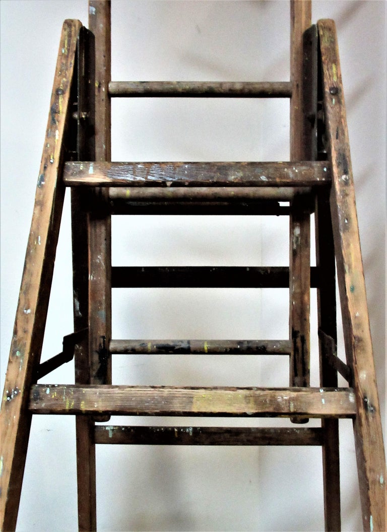 Antique Industrial Wood and Steel Extension Ladders at 1stDibs
