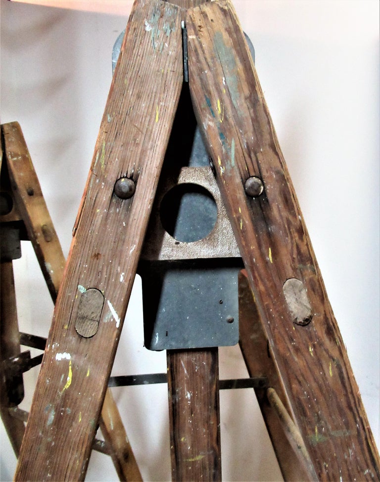 Antique Industrial Wood and Steel Extension Ladders at 1stDibs