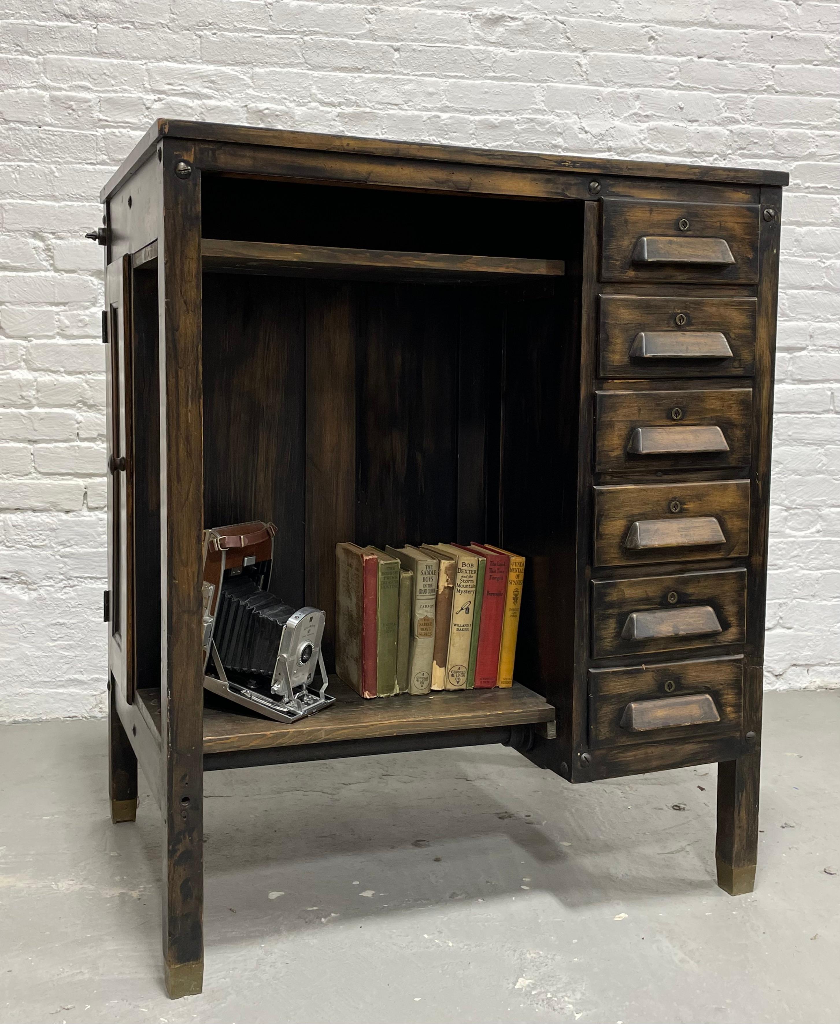 Antique INDUSTRIAL Wooden WORKBENCH CABINET, c. 1920’s For Sale 7