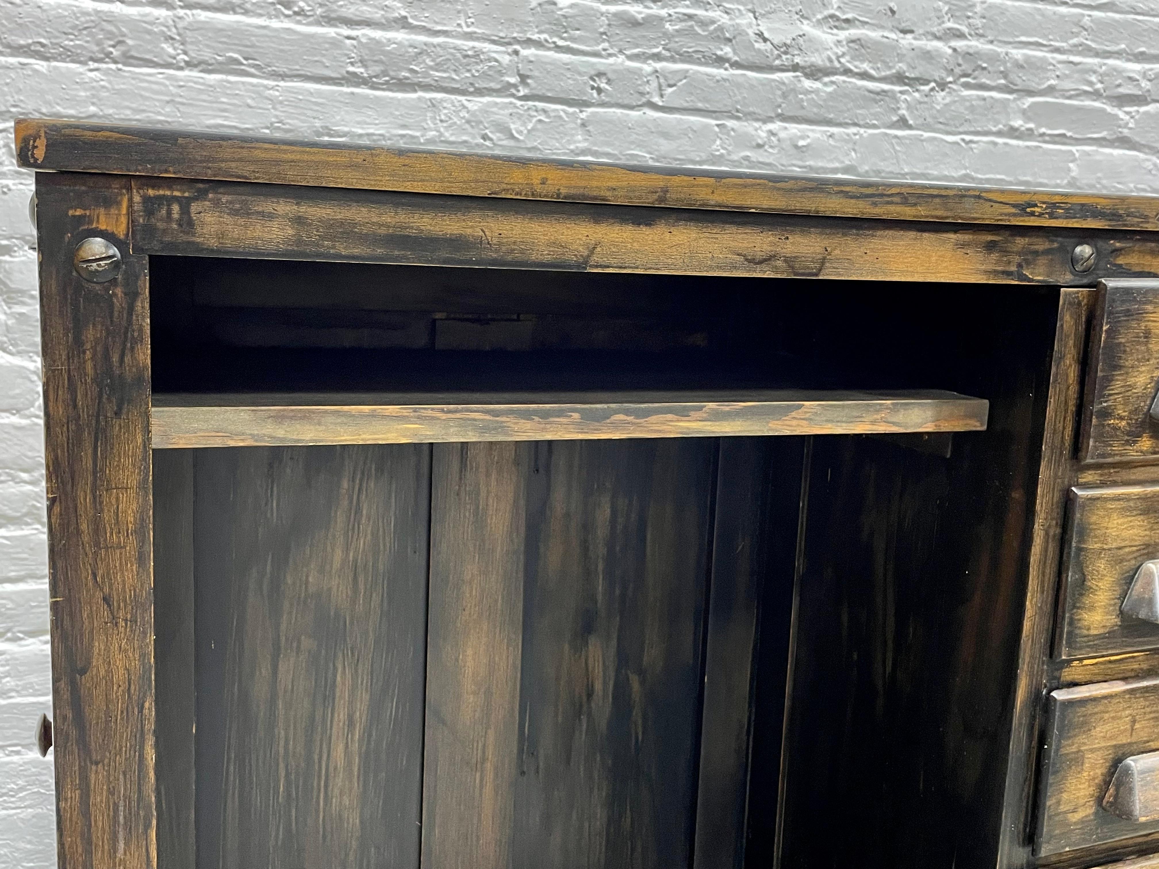 Antique INDUSTRIAL Wooden WORKBENCH CABINET, c. 1920’s For Sale 3