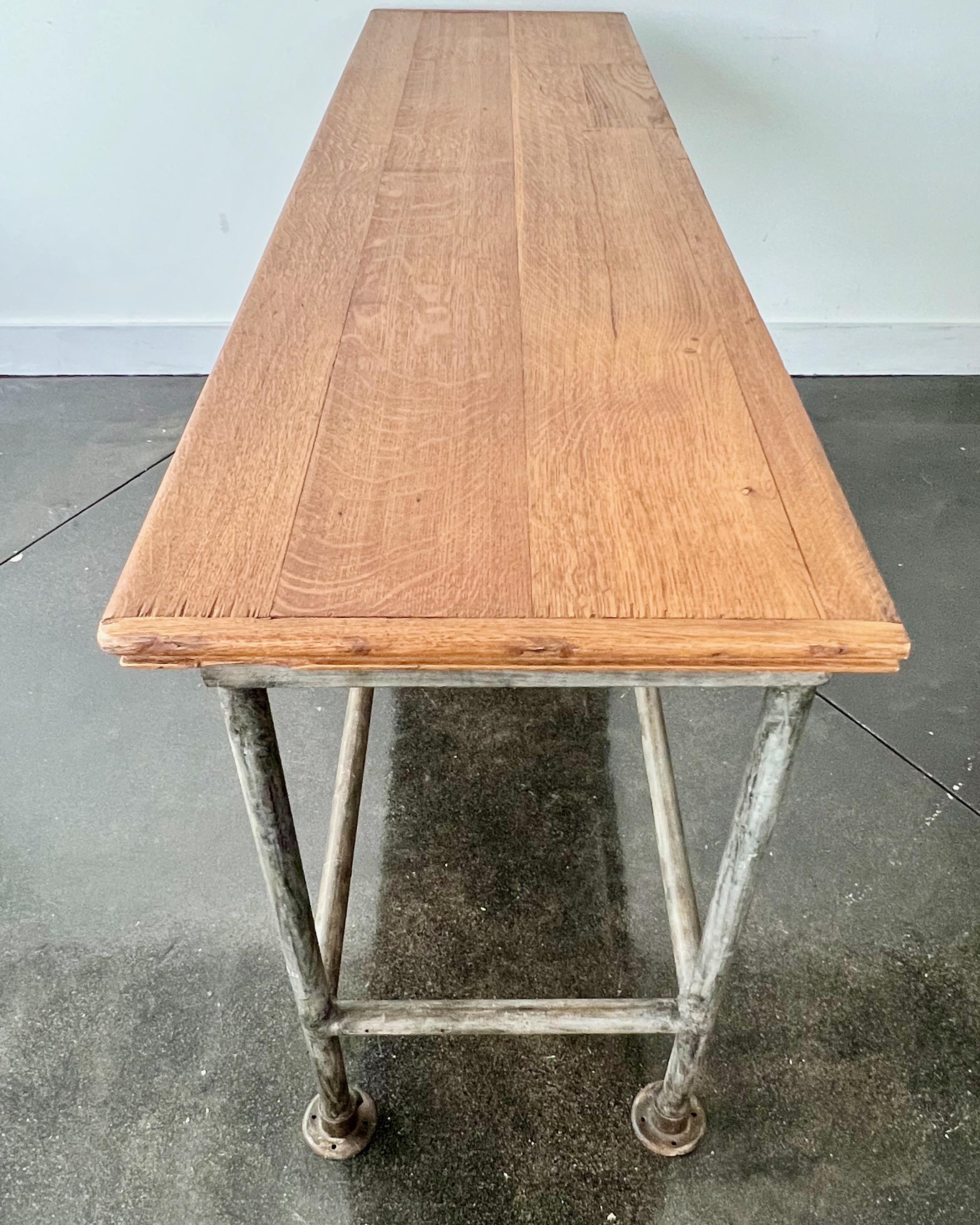 Antique Industrial Worktable/Console Table 7