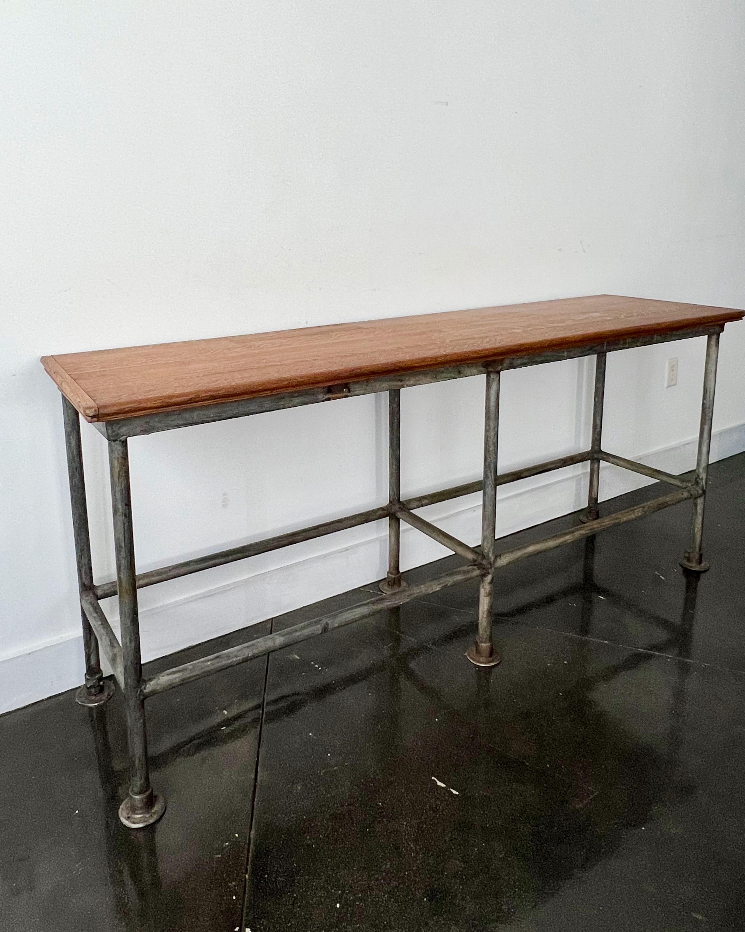 French Antique Industrial Worktable/Console Table