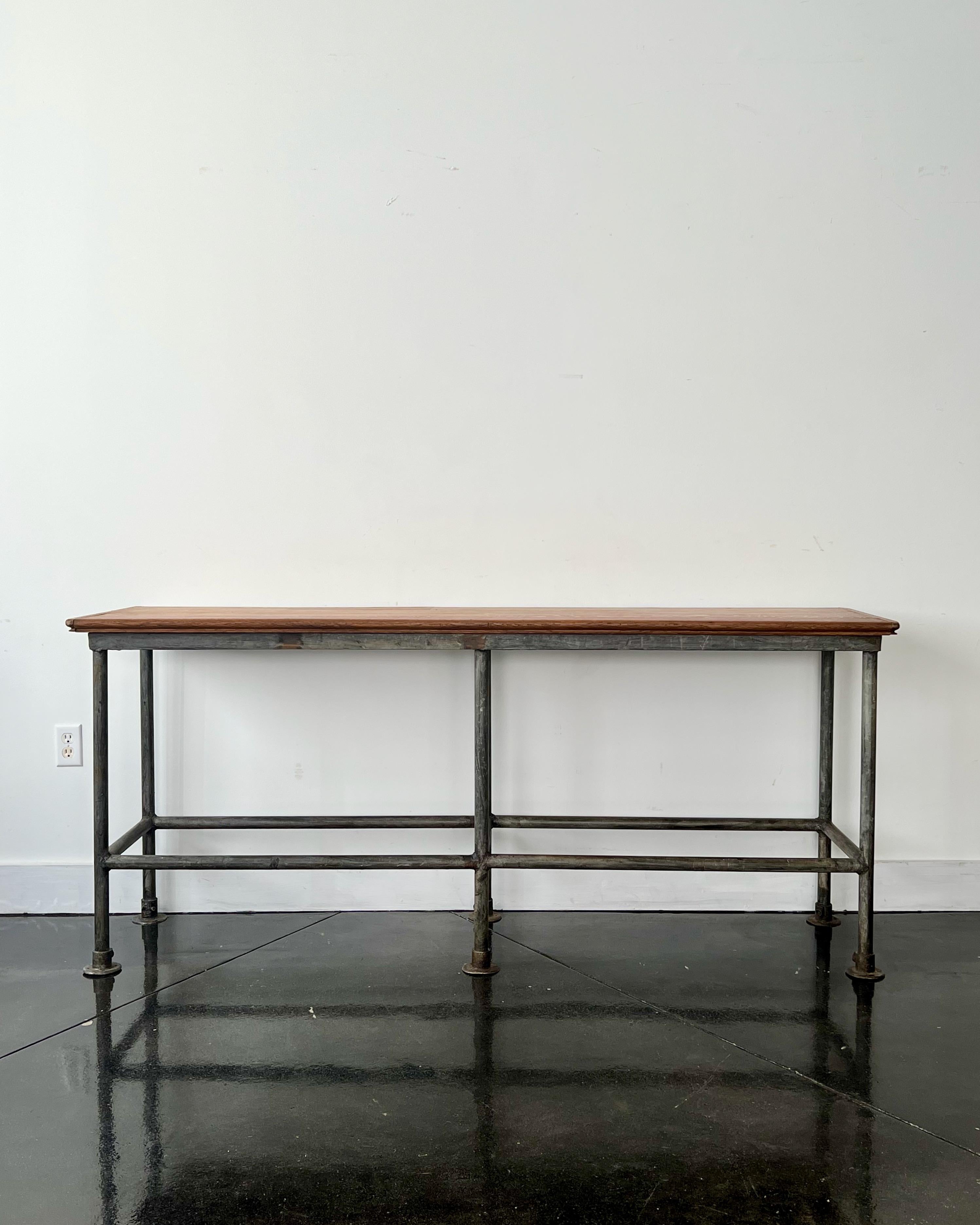 Antique Industrial Worktable/Console Table In Good Condition In Charleston, SC