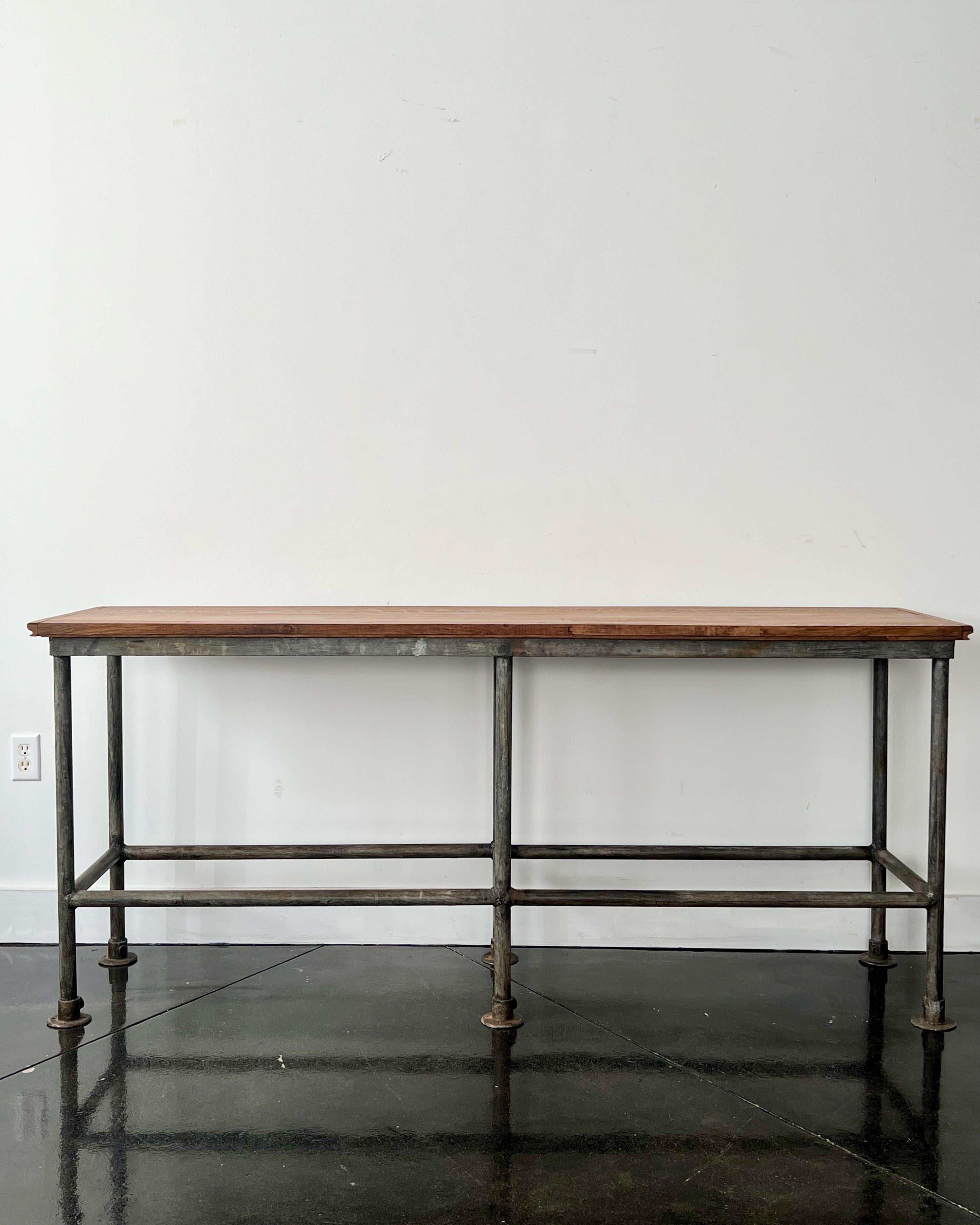 20th Century Antique Industrial Worktable/Console Table